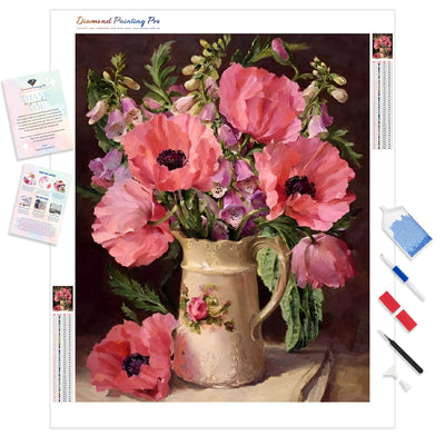 Watercolor Pink Flower | Diamond Painting Kit - Full Drill - Square or Round Diamonds with AB Drills Option