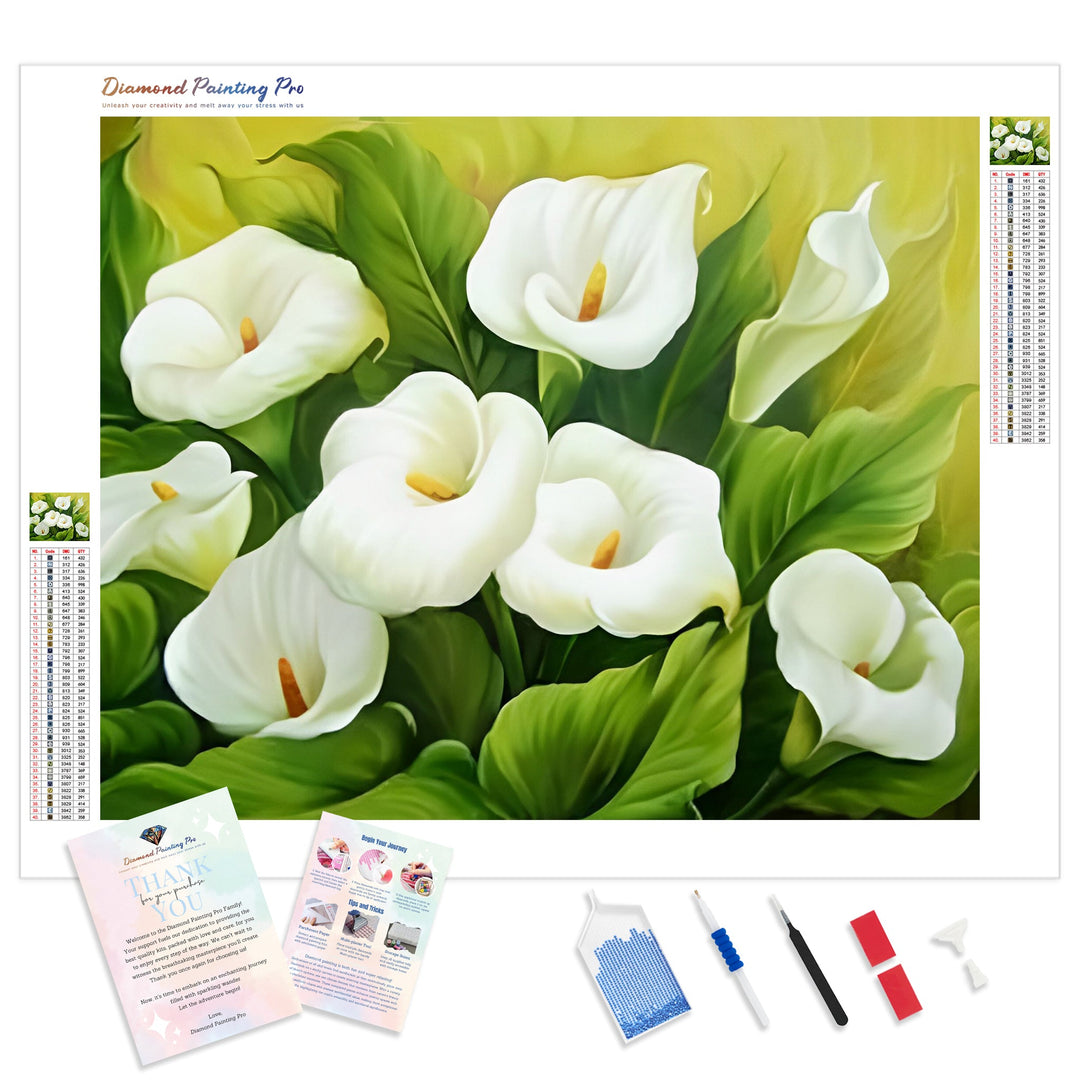 White Calla Lily | Diamond Painting Kit - Full Drill - Square or Round Diamonds with AB Drills Option