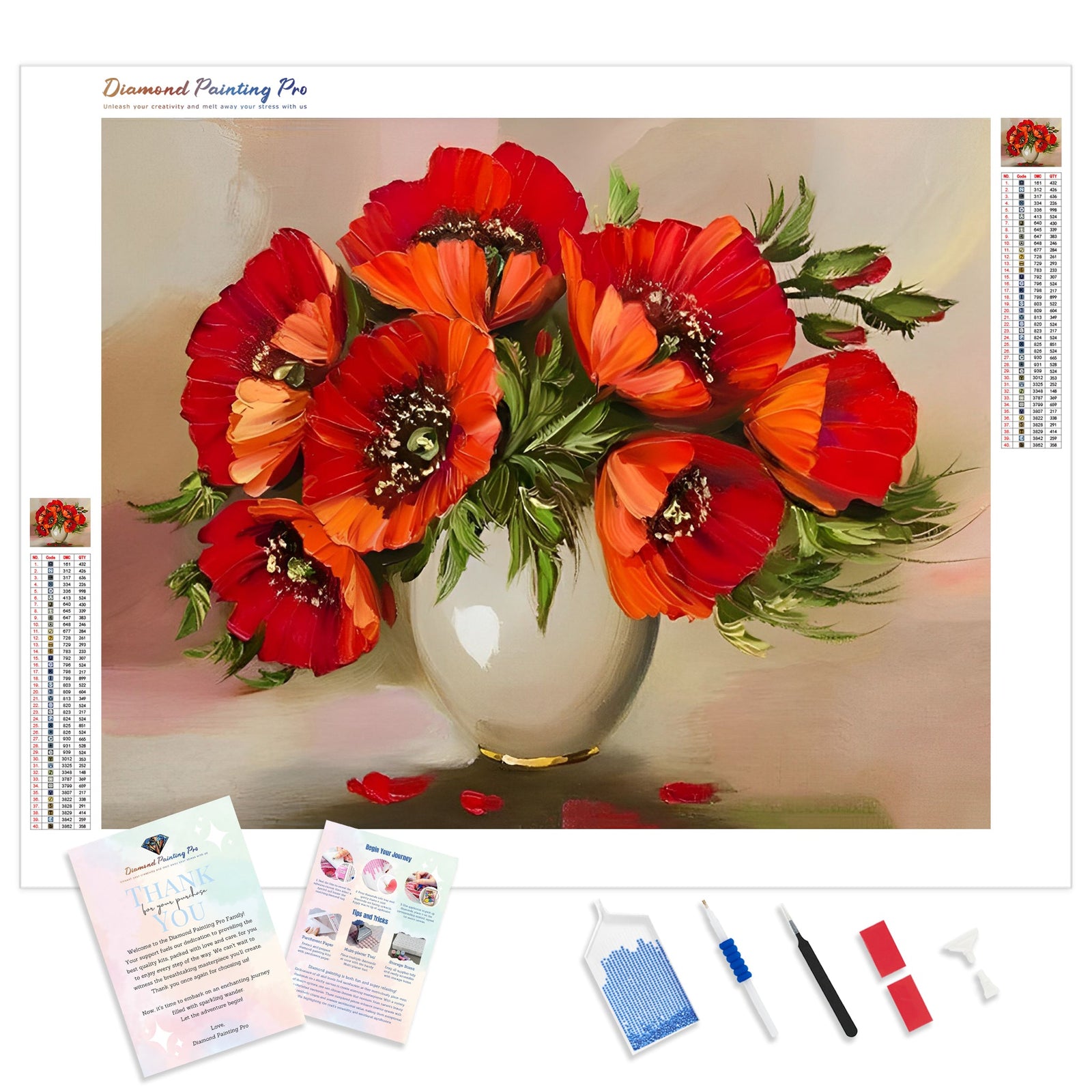 Peony | Diamond Painting Kit - Full Drill - Square or Round Diamonds with AB Drills Option