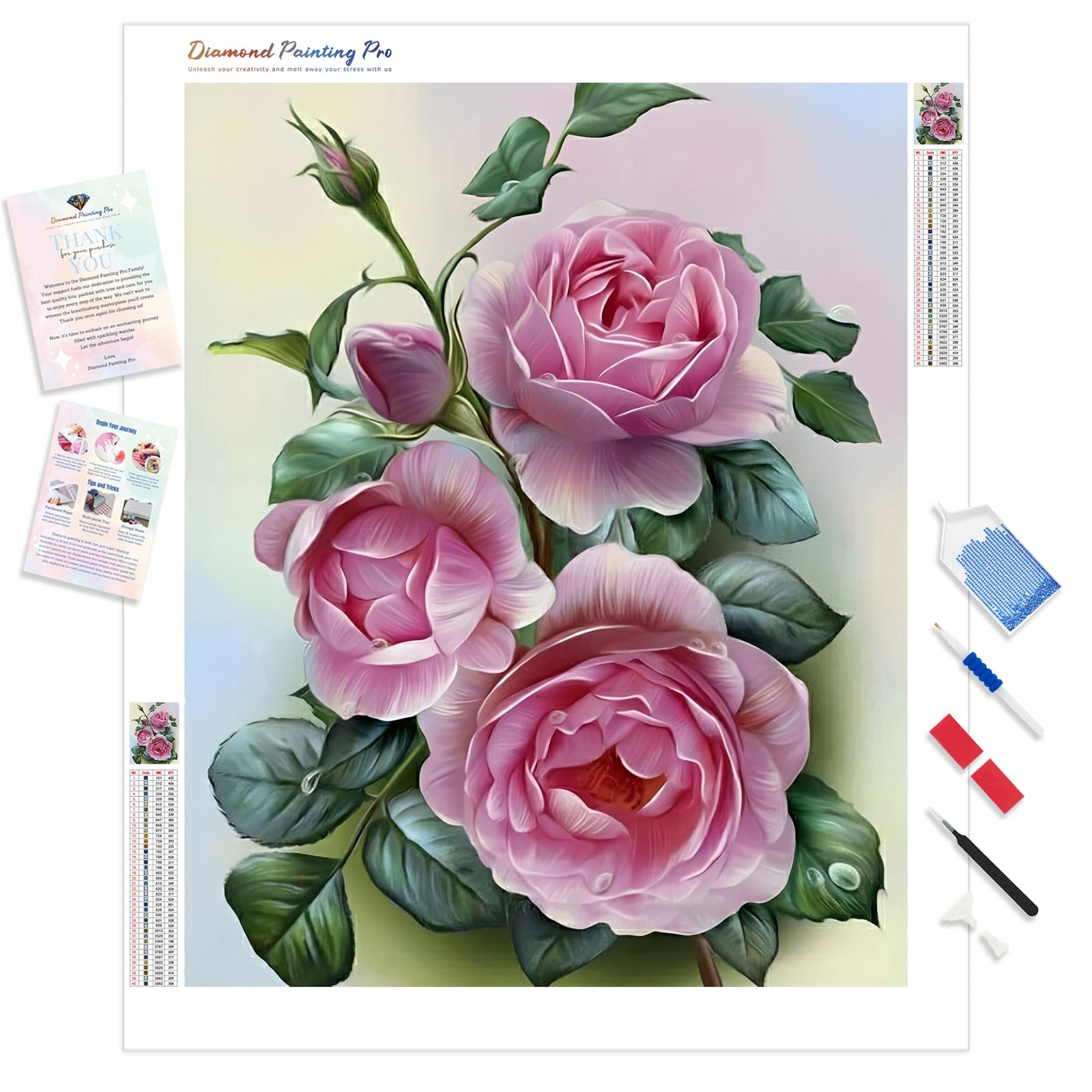 Roses | Diamond Painting Kit - Full Drill - Square or Round Diamonds with AB Drills Option