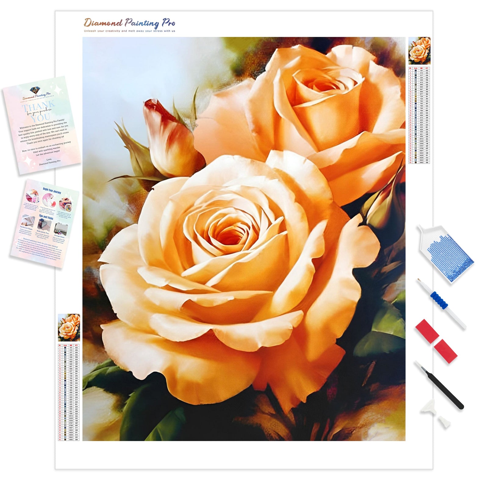 Bouquet of Tea Roses | Diamond Painting Kit - Full Drill - Square or Round Diamonds with AB Drills Option