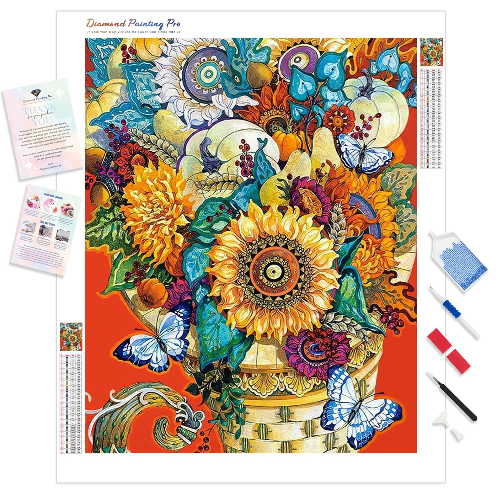 Flower Basket Floral | Diamond Painting Kit - Full Drill - Square or Round Diamonds with AB Drills Option