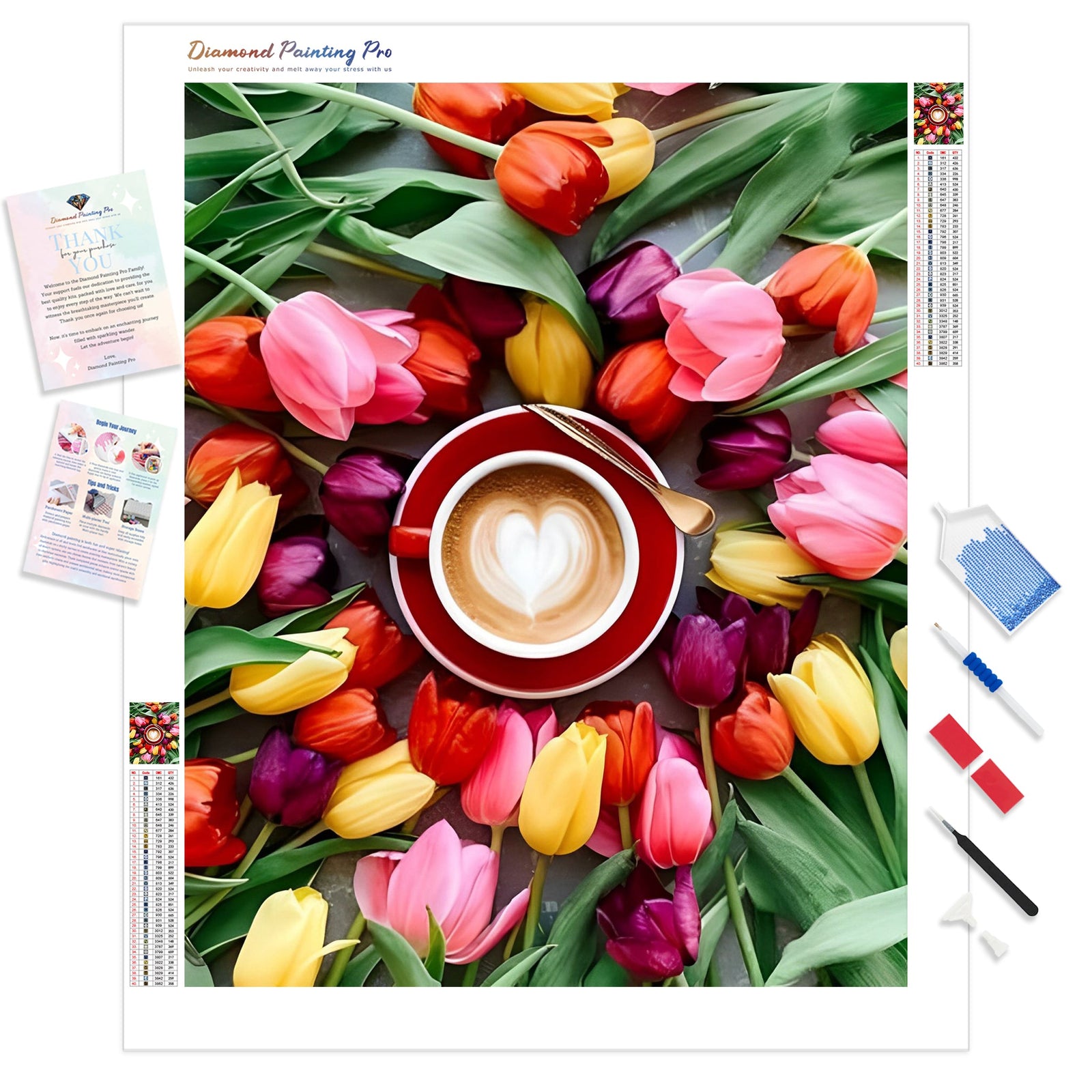 Inlay Bright Tulips | Diamond Painting Kit - Full Drill - Square or Round Diamonds with AB Drills Option