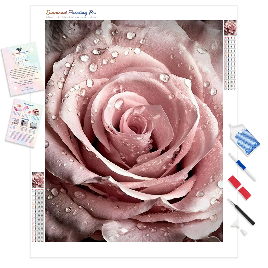 Pink Rose | Diamond Painting Kit - Full Drill - Square or Round Diamonds with AB Drills Option