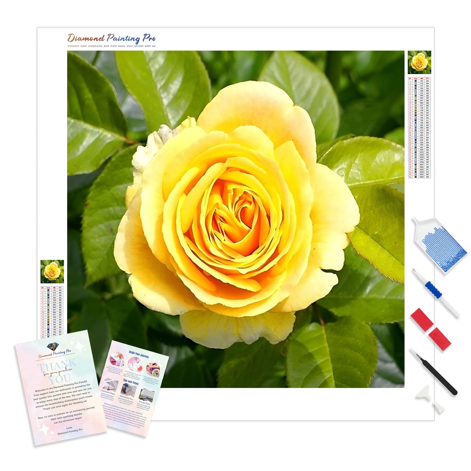 Yellow Rose | Diamond Painting Kit - Full Drill - Square or Round Diamonds with AB Drills Option