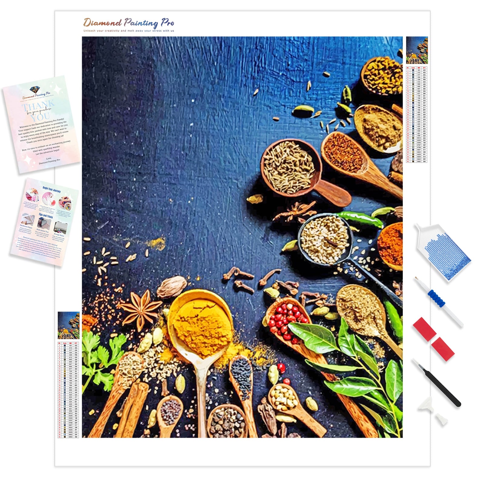 Spices Spoons | Diamond Painting Kit - Full Drill - Square or Round Diamonds with AB Drills Option