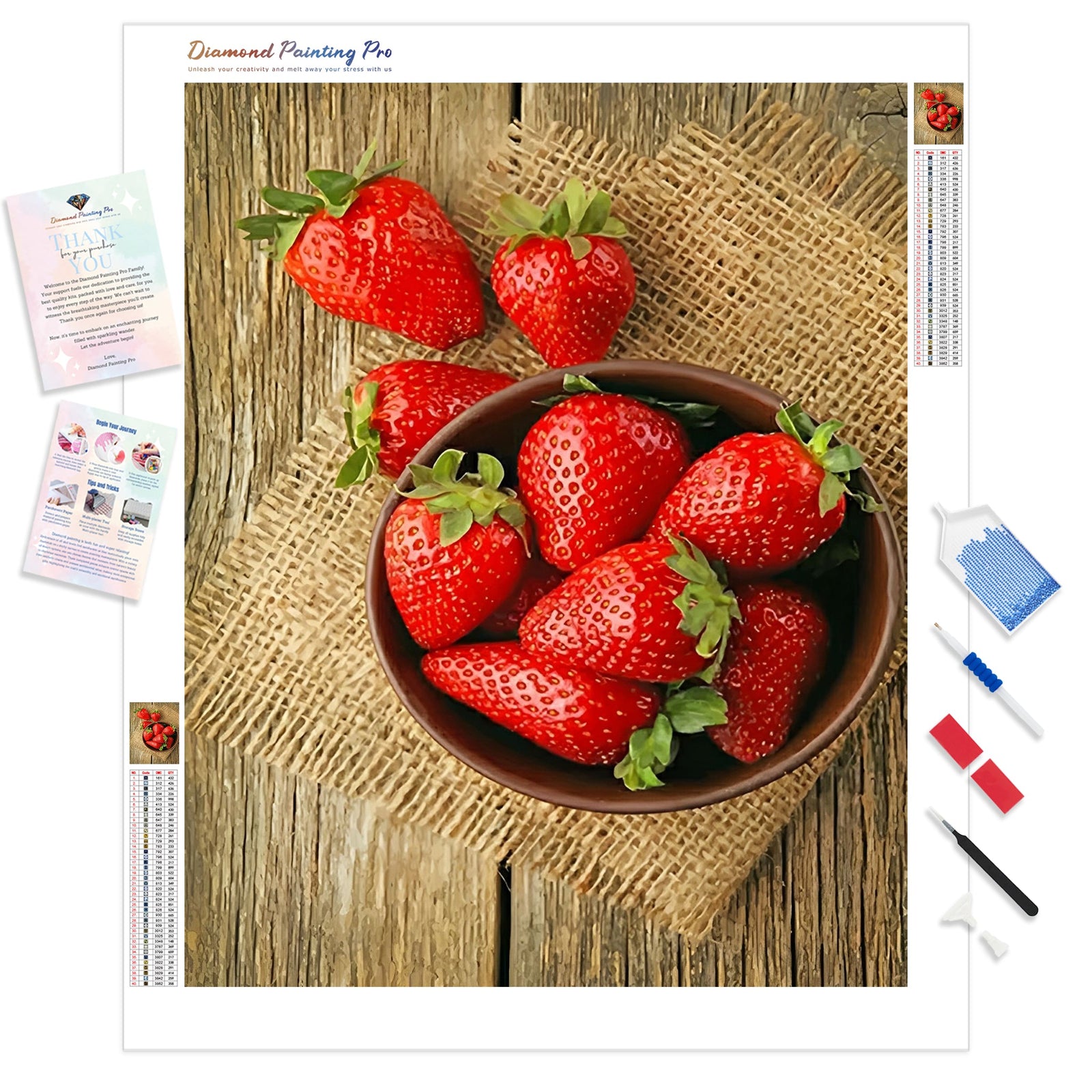 Strawberries Still Life | Diamond Painting Kit - Full Drill - Square or Round Diamonds with AB Drills Option