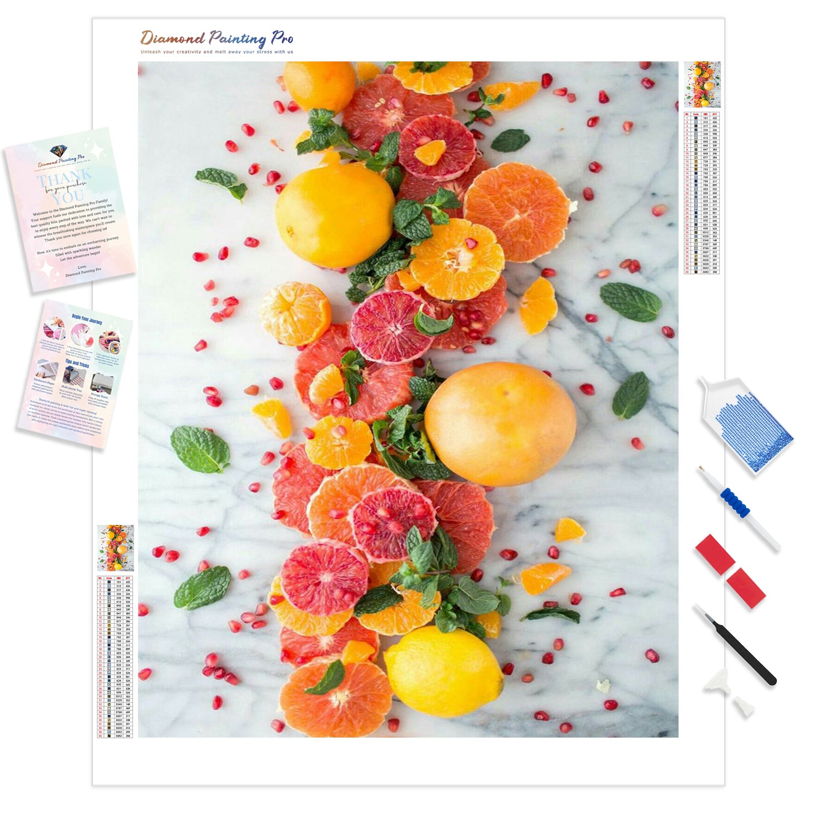 Citrus Pomegranate Salad | Diamond Painting Kit - Full Drill - Square or Round Diamonds with AB Drills Option