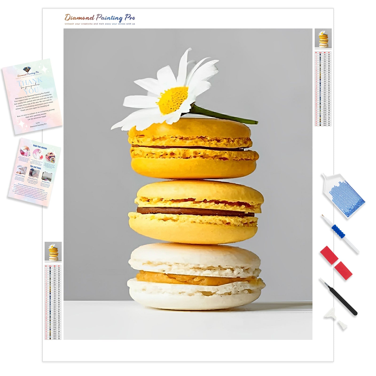 Yellow Macarons | Diamond Painting Kit - Full Drill - Square or Round Diamonds with AB Drills Option