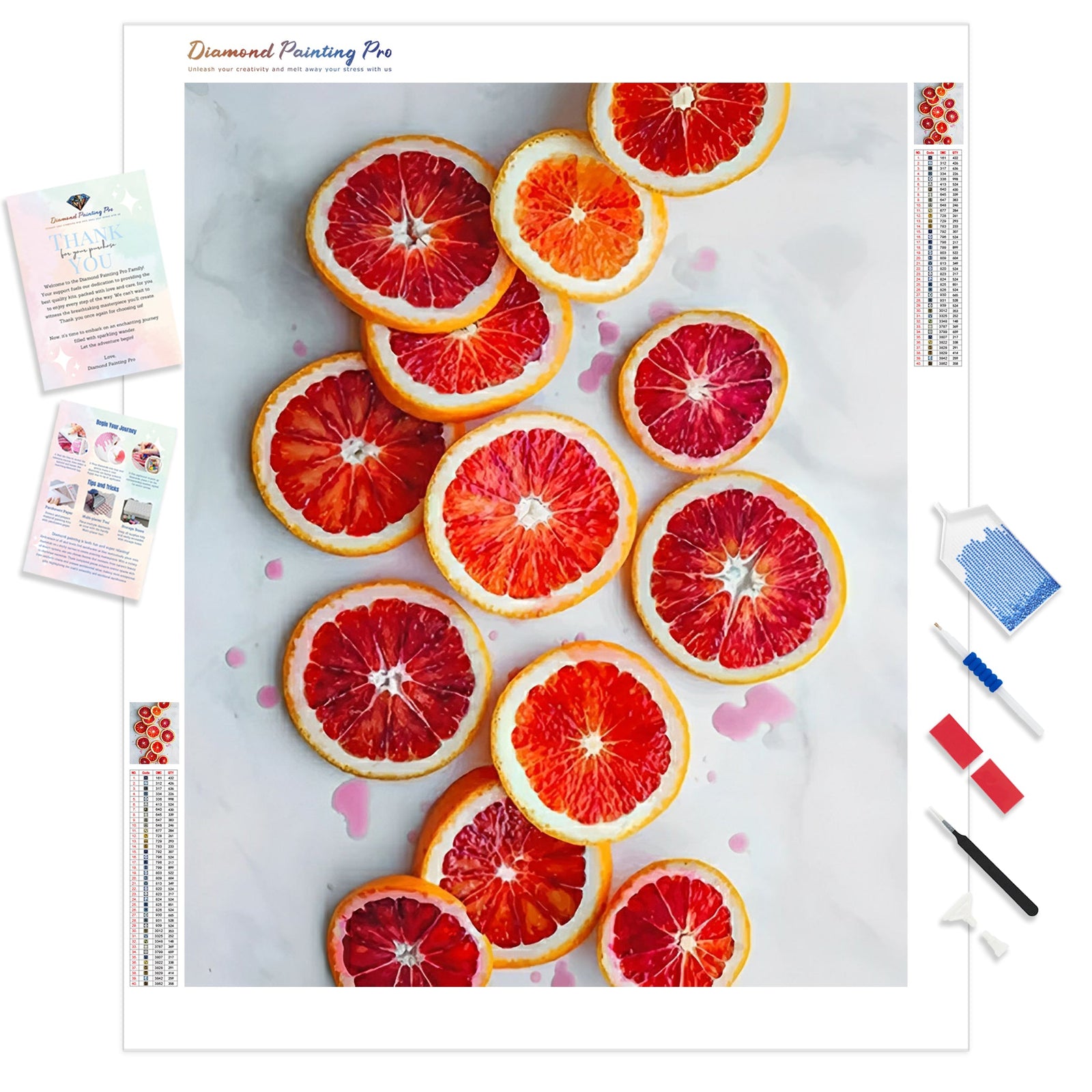 Glazed Blood Orange | Diamond Painting Kit - Full Drill - Square or Round Diamonds with AB Drills Option