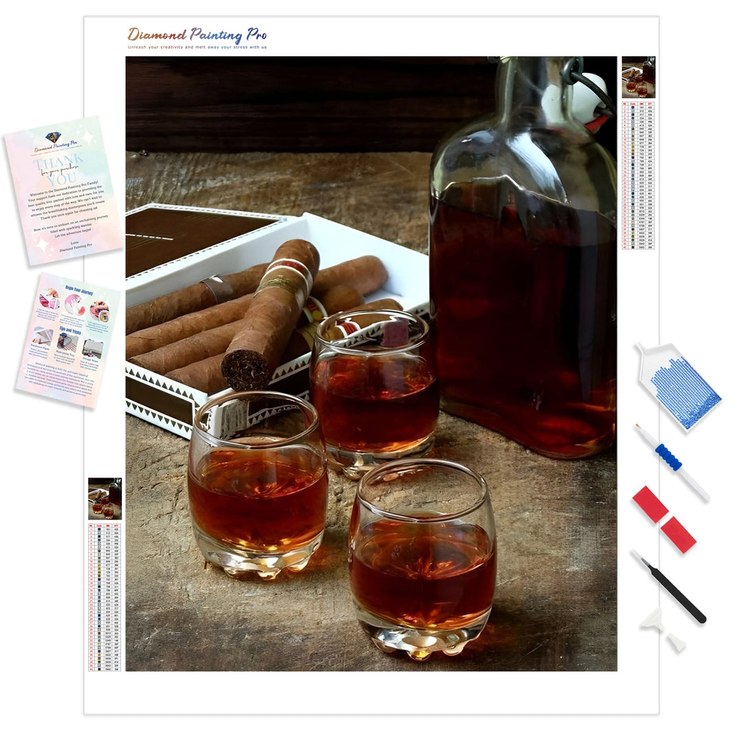 Cigars & Cognac | Diamond Painting Kit - Full Drill - Square or Round Diamonds with AB Drills Option