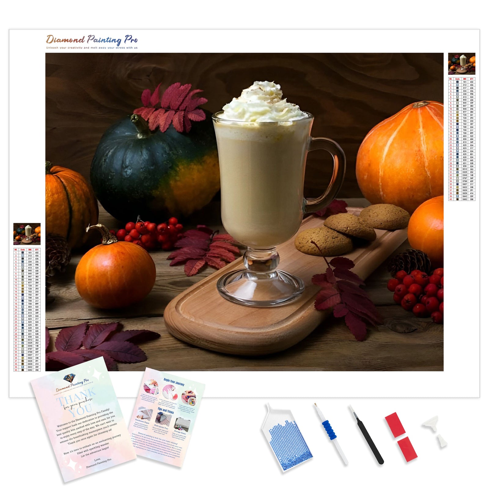 Pumpkin Spice Coffee Latte | Diamond Painting Kit - Full Drill - Square or Round Diamonds with AB Drills Option