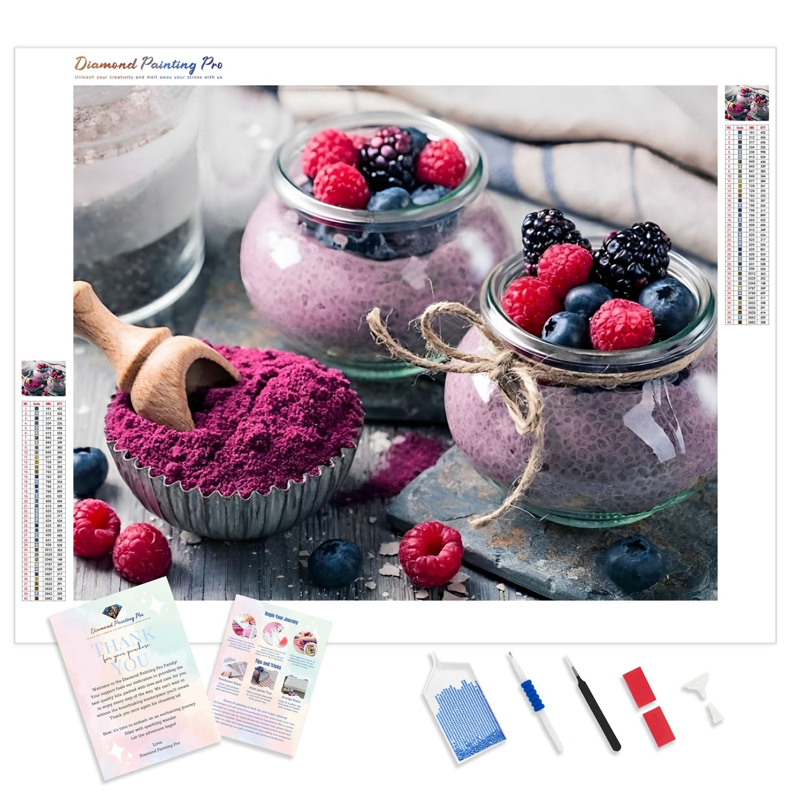 Chia Seeds & Acai Pudding | Diamond Painting Kit - Full Drill - Square or Round Diamonds with AB Drills Option