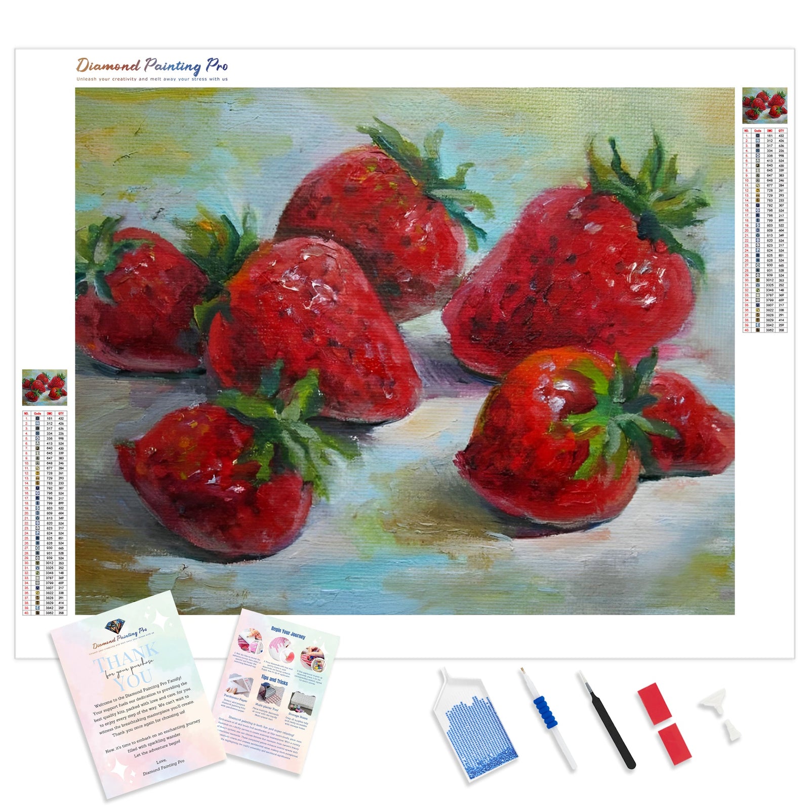 Strawberries | Diamond Painting Kit - Full Drill - Square or Round Diamonds with AB Drills Option