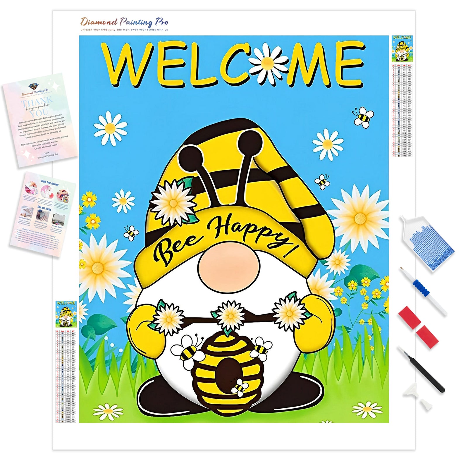 Bee Happy | Diamond Painting Kit - Full Drill - Square or Round Diamonds with AB Drills Option