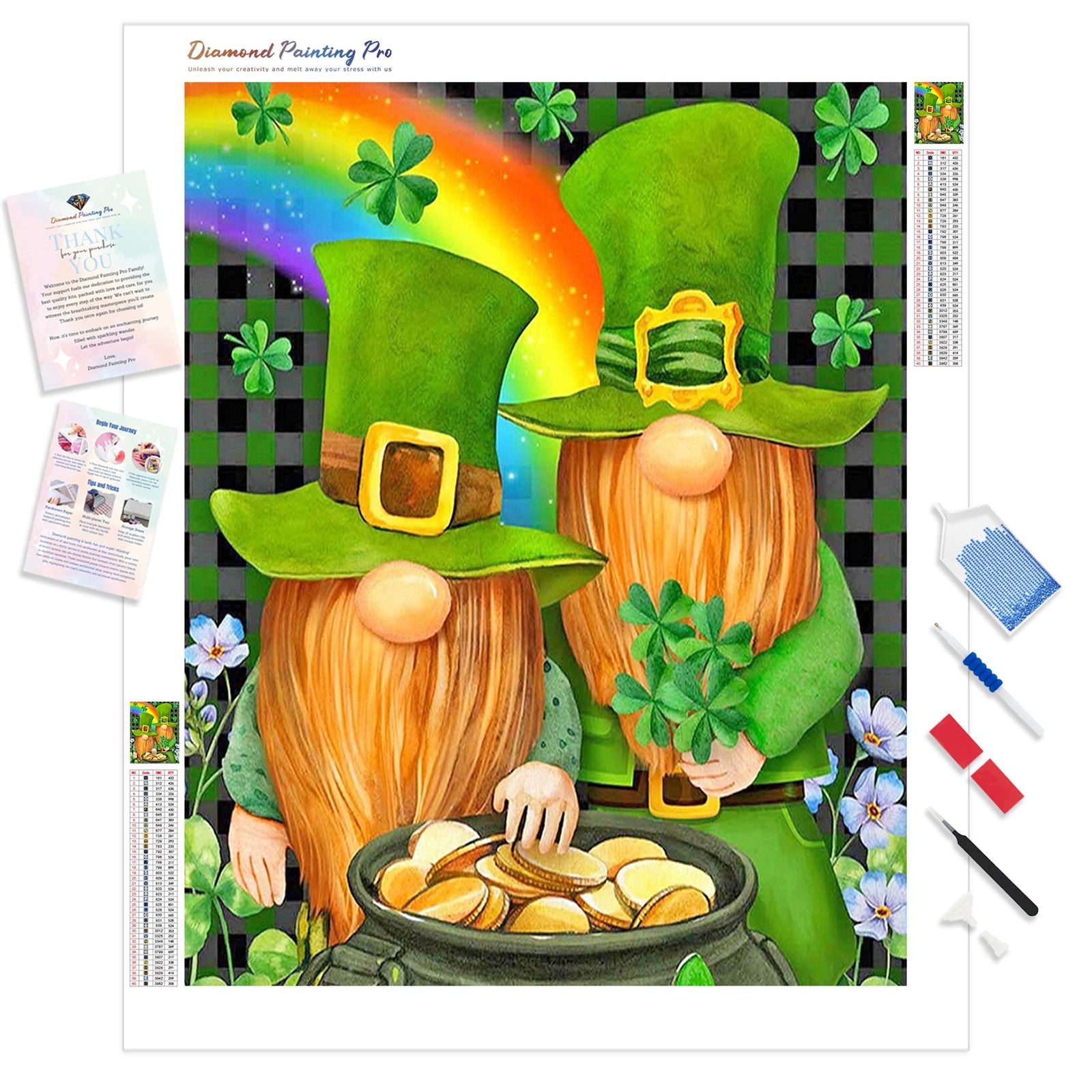 Green Gnome | Diamond Painting Kit - Full Drill - Square or Round Diamonds with AB Drills Option