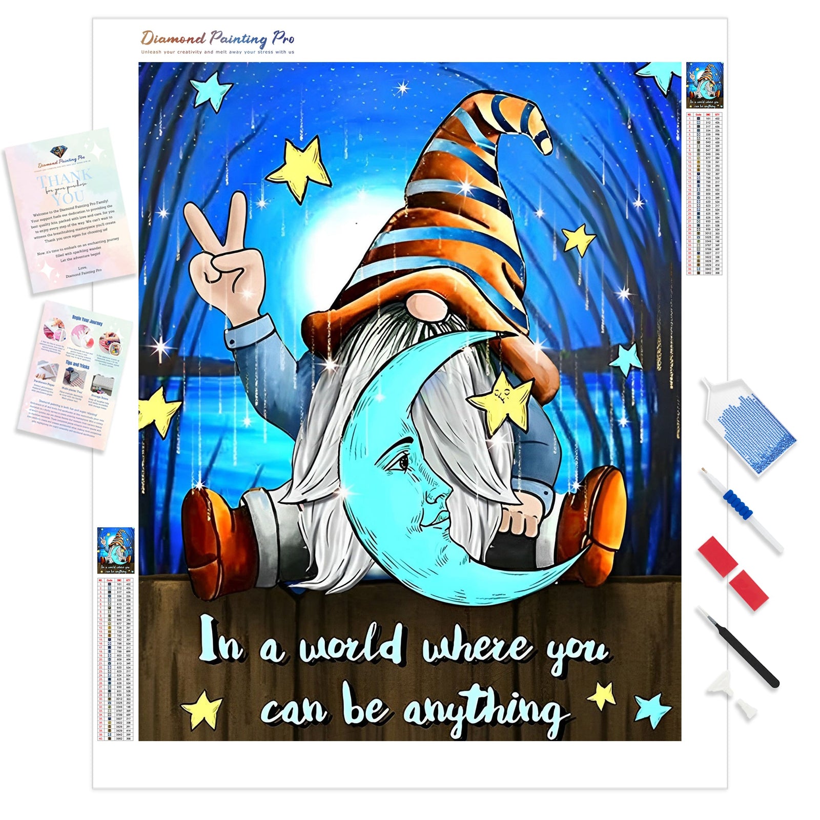 Goodnight Gnome | Diamond Painting Kit - Full Drill - Square or Round Diamonds with AB Drills Option