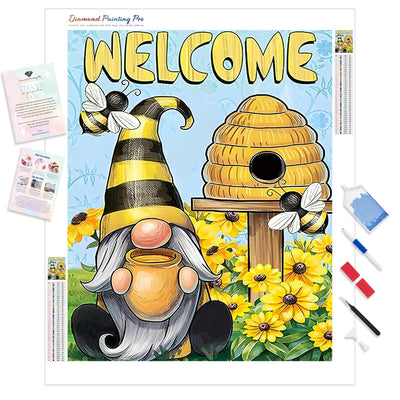 Gnome Bee | Diamond Painting Kit - Full Drill - Square or Round Diamonds with AB Drills Option