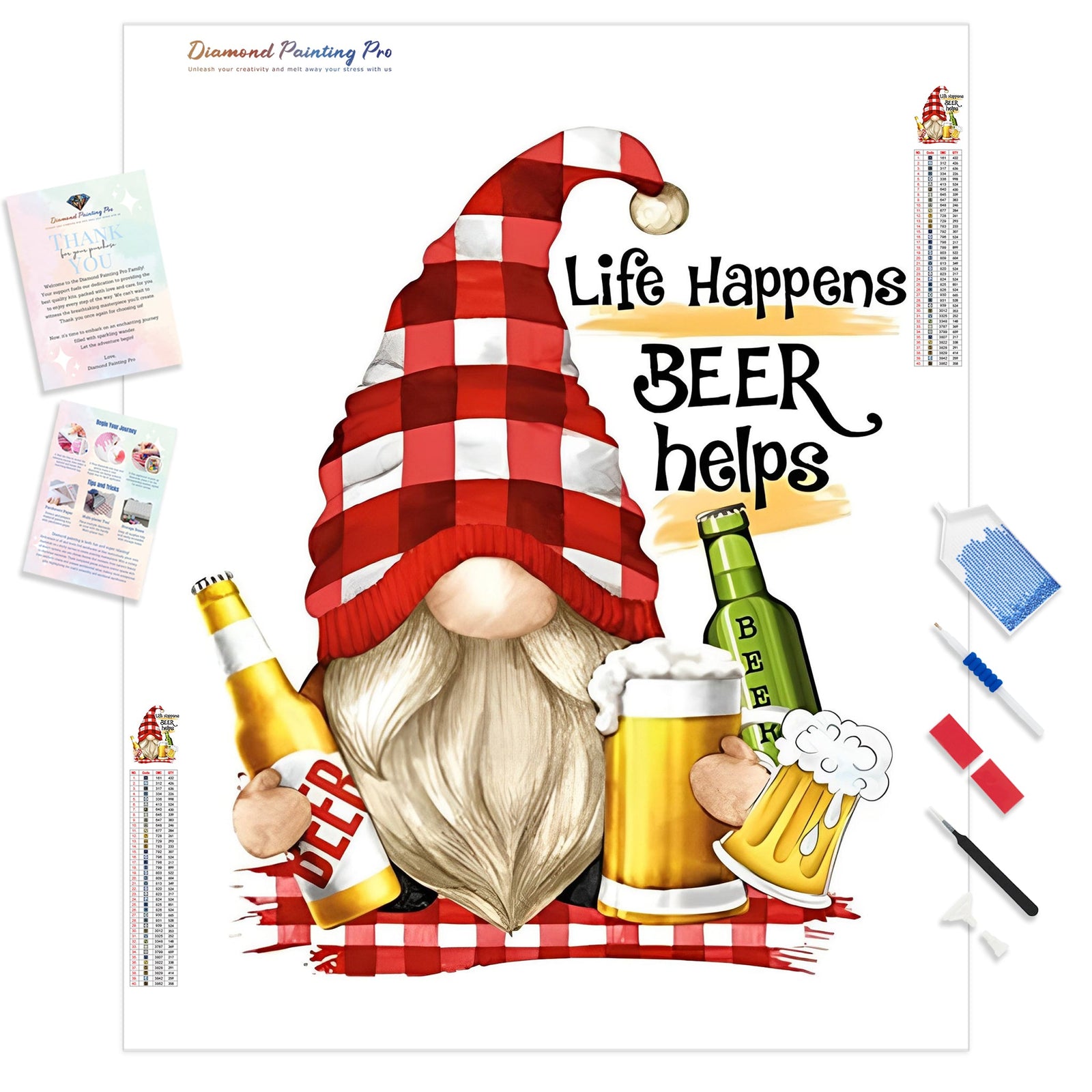 Gnome Beer | Diamond Painting Kit - Full Drill - Square or Round Diamonds with AB Drills Option