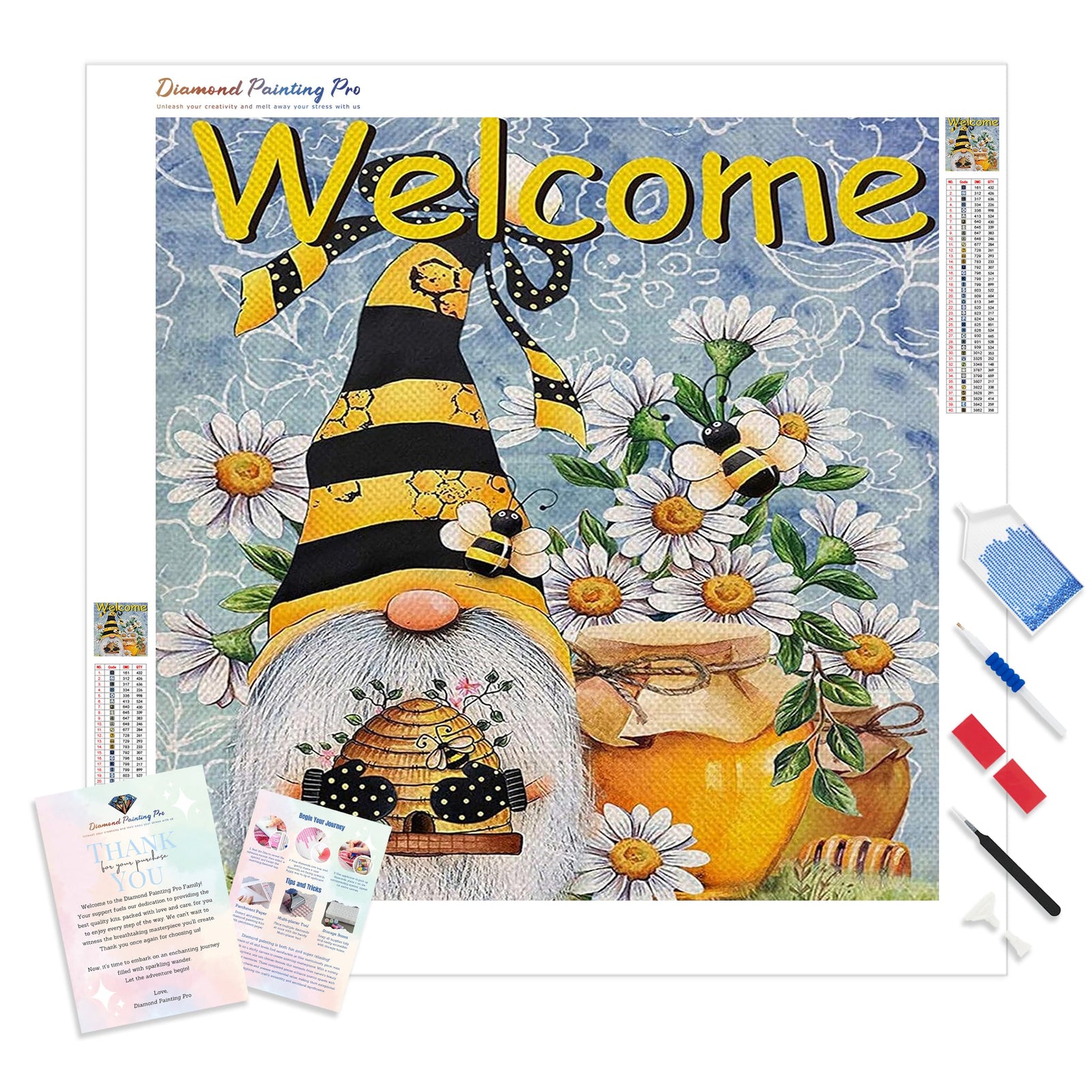 Welcome Gnome | Diamond Painting Kit - Full Drill - Square or Round Diamonds with AB Drills Option