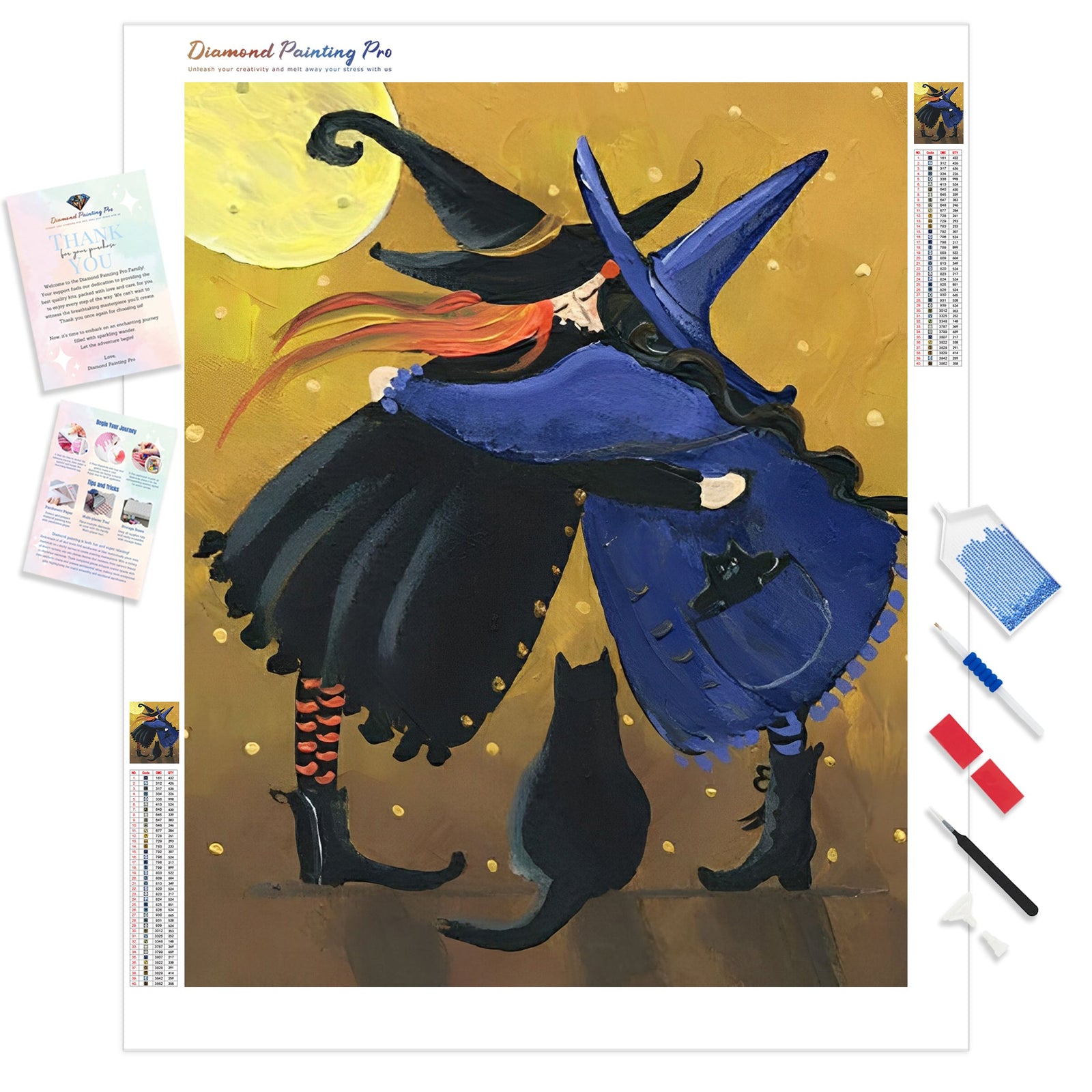 Two Witches | Diamond Painting Kit - Full Drill - Square or Round Diamonds with AB Drills Option