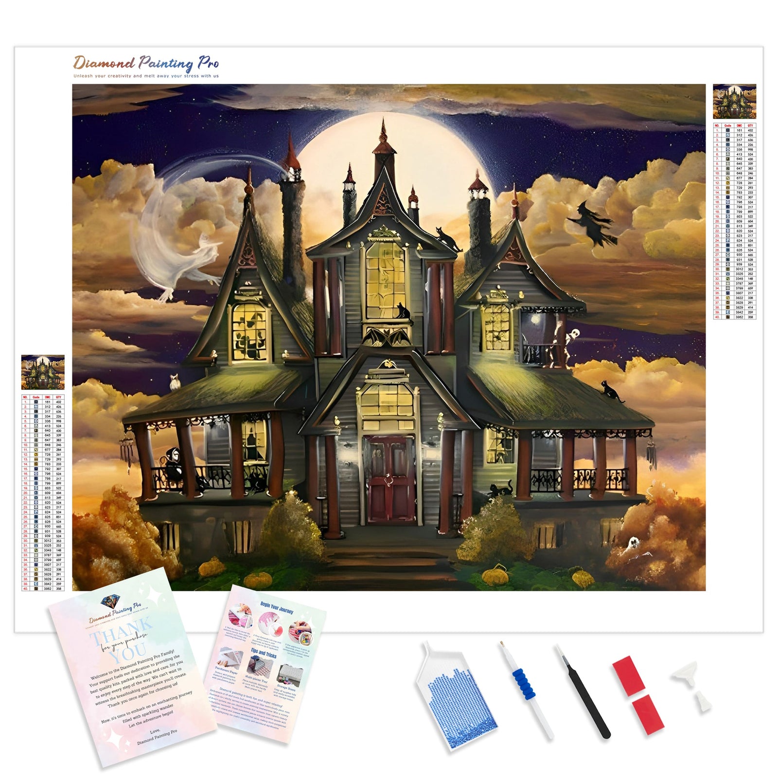 Halloween Night House | Diamond Painting Kit - Full Drill - Square or Round Diamonds with AB Drills Option