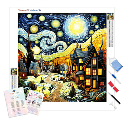 Starry Halloween Night | Diamond Painting Kit - Full Drill - Square or Round Diamonds with AB Drills Option