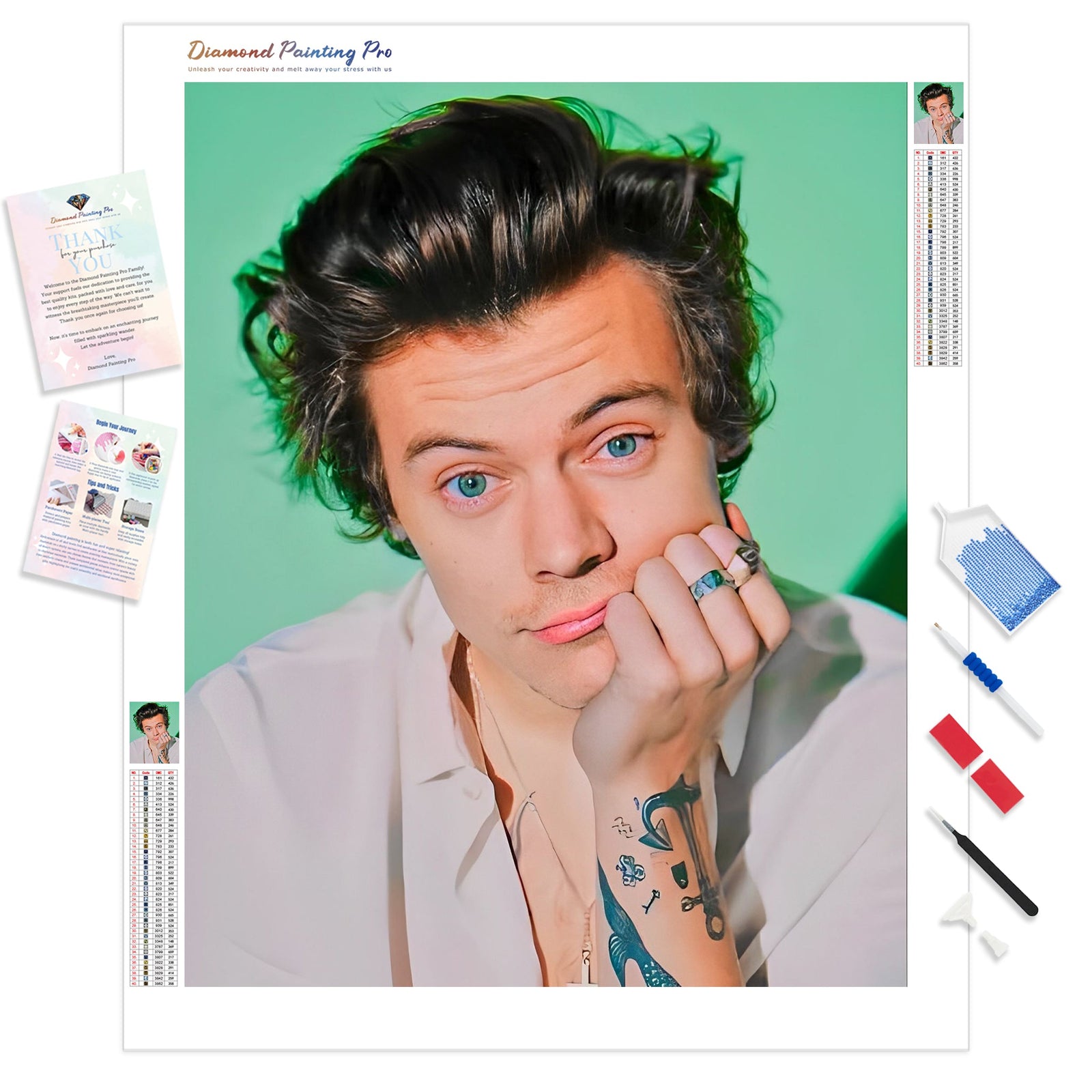 Harry Styles and Tattoo | Diamond Painting Kit - Full Drill - Square or Round Diamonds with AB Drills Option