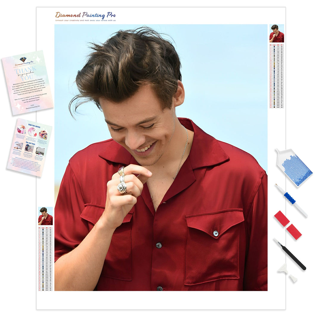 Harry Styles in Red | Diamond Painting Kit - Full Drill - Square or Round Diamonds with AB Drills Option