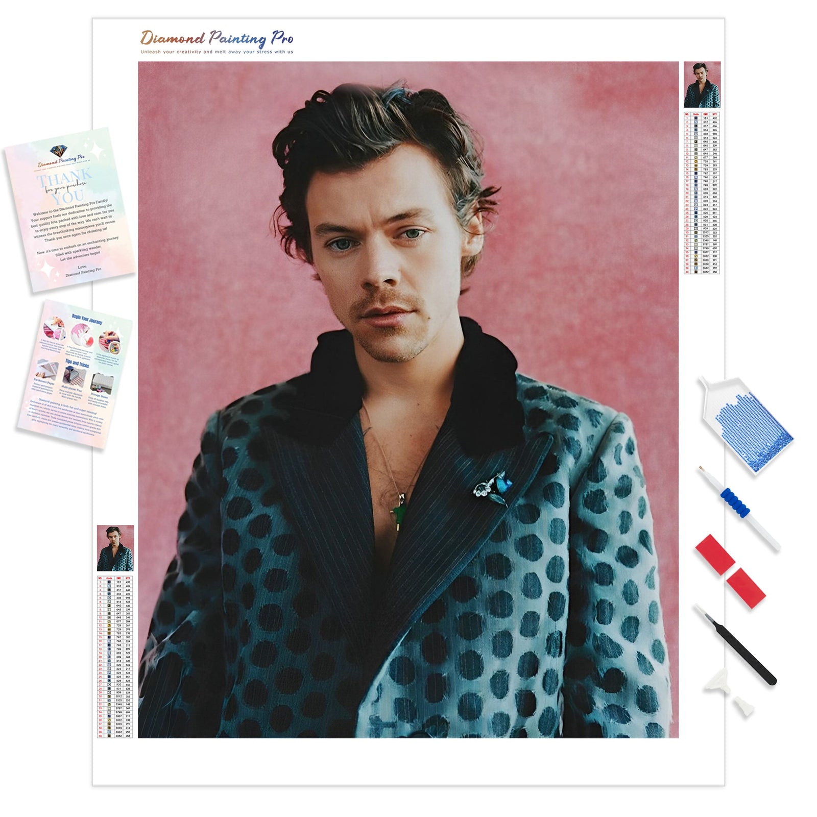 Harry Styles for The Guardian Weekend | Diamond Painting Kit - Full Drill - Square or Round Diamonds with AB Drills Option