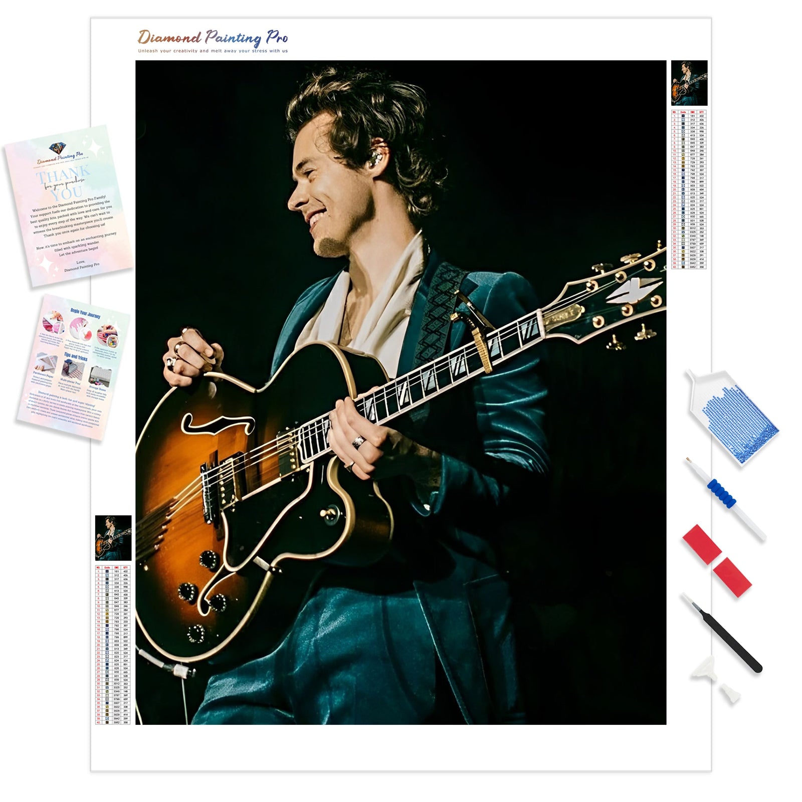 Harry Styles and Guitar | Diamond Painting Kit - Full Drill - Square or Round Diamonds with AB Drills Option