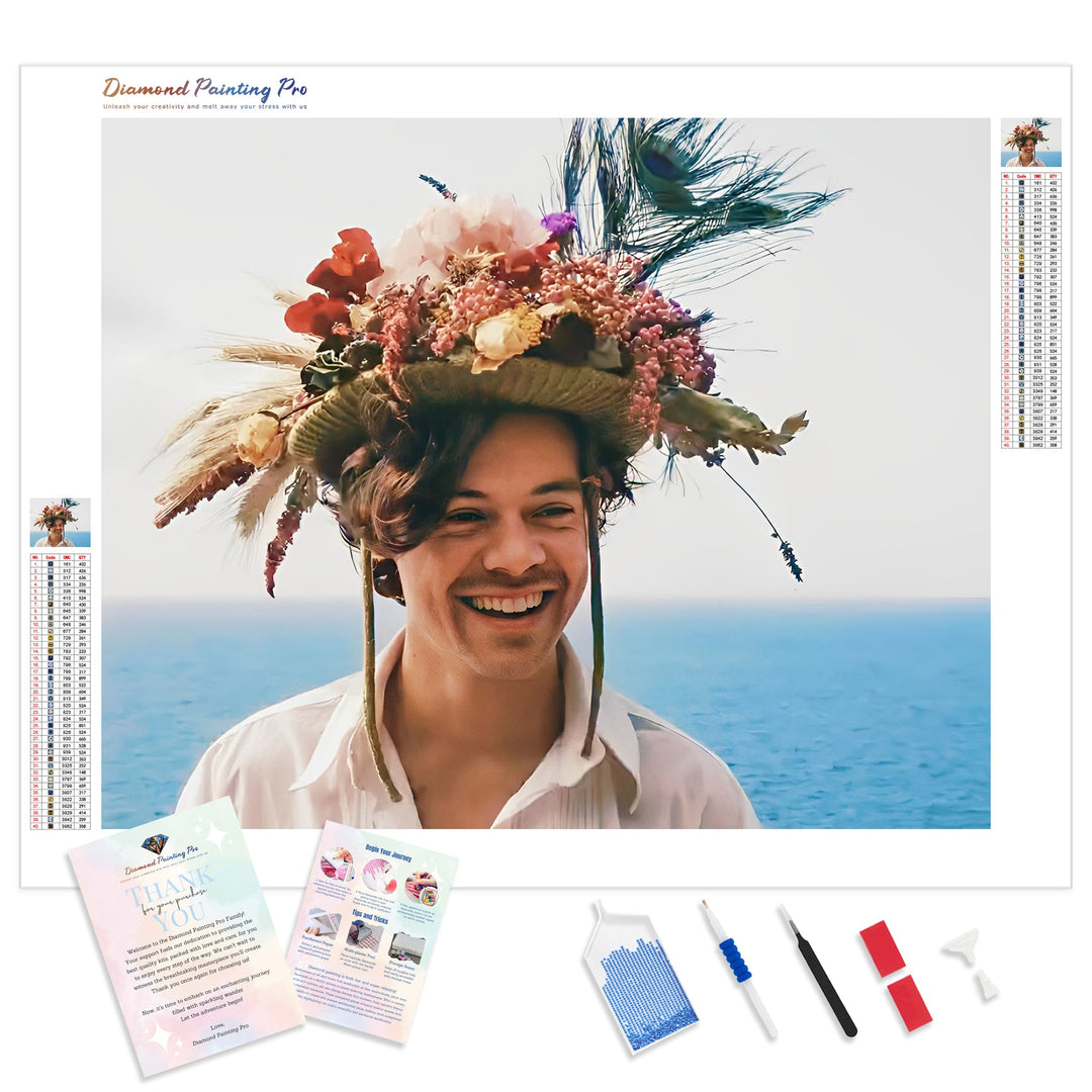 Harry Styles in Hat | Diamond Painting Kit - Full Drill - Square or Round Diamonds with AB Drills Option