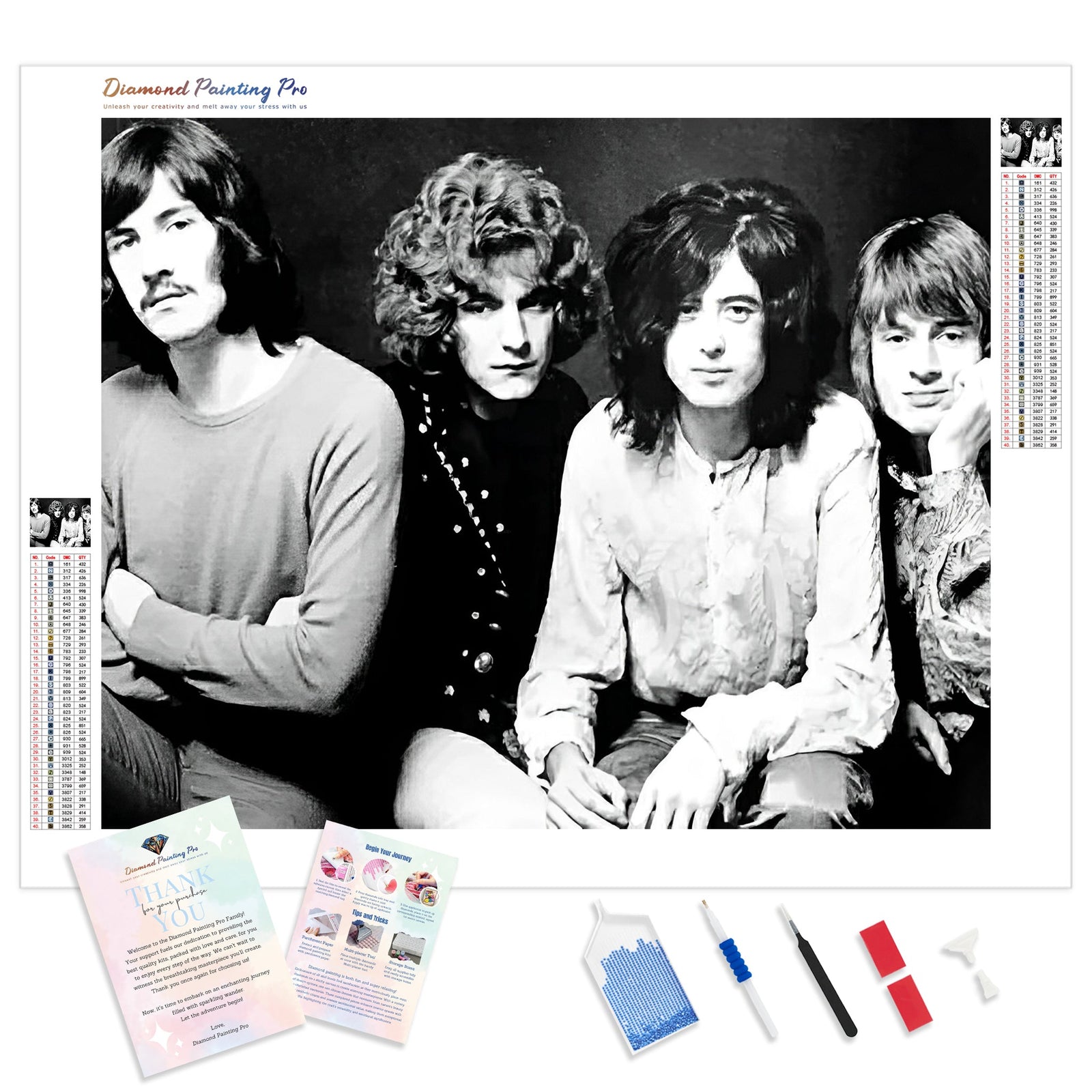 Led Zeppelin Rock | Diamond Painting Kit - Full Drill - Square or Round Diamonds with AB Drills Option