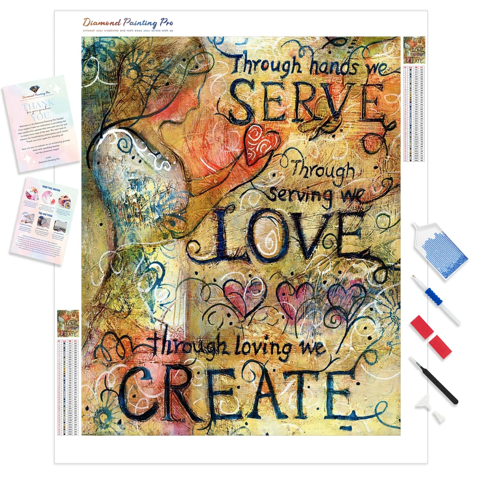 Serve Love Create | Diamond Painting Kit - Full Drill - Square or Round Diamonds with AB Drills Option