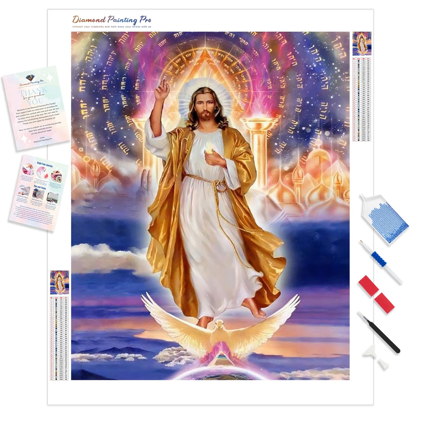 Jesus with Dove | Diamond Painting Kit - Full Drill - Square or Round Diamonds with AB Drills Option