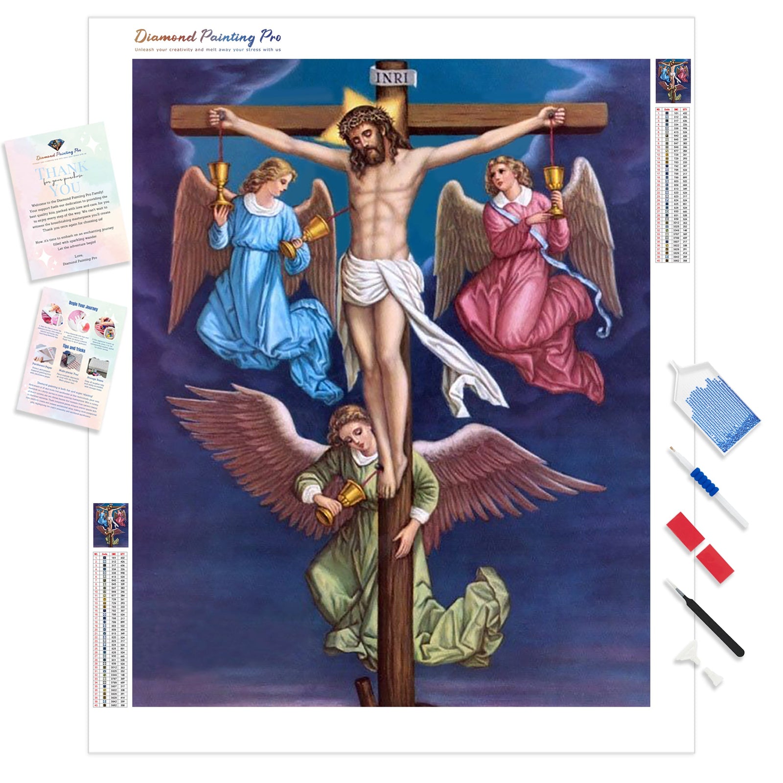 The Crucified Christ with Angels | Diamond Painting Kit - Full Drill - Square or Round Diamonds with AB Drills Option