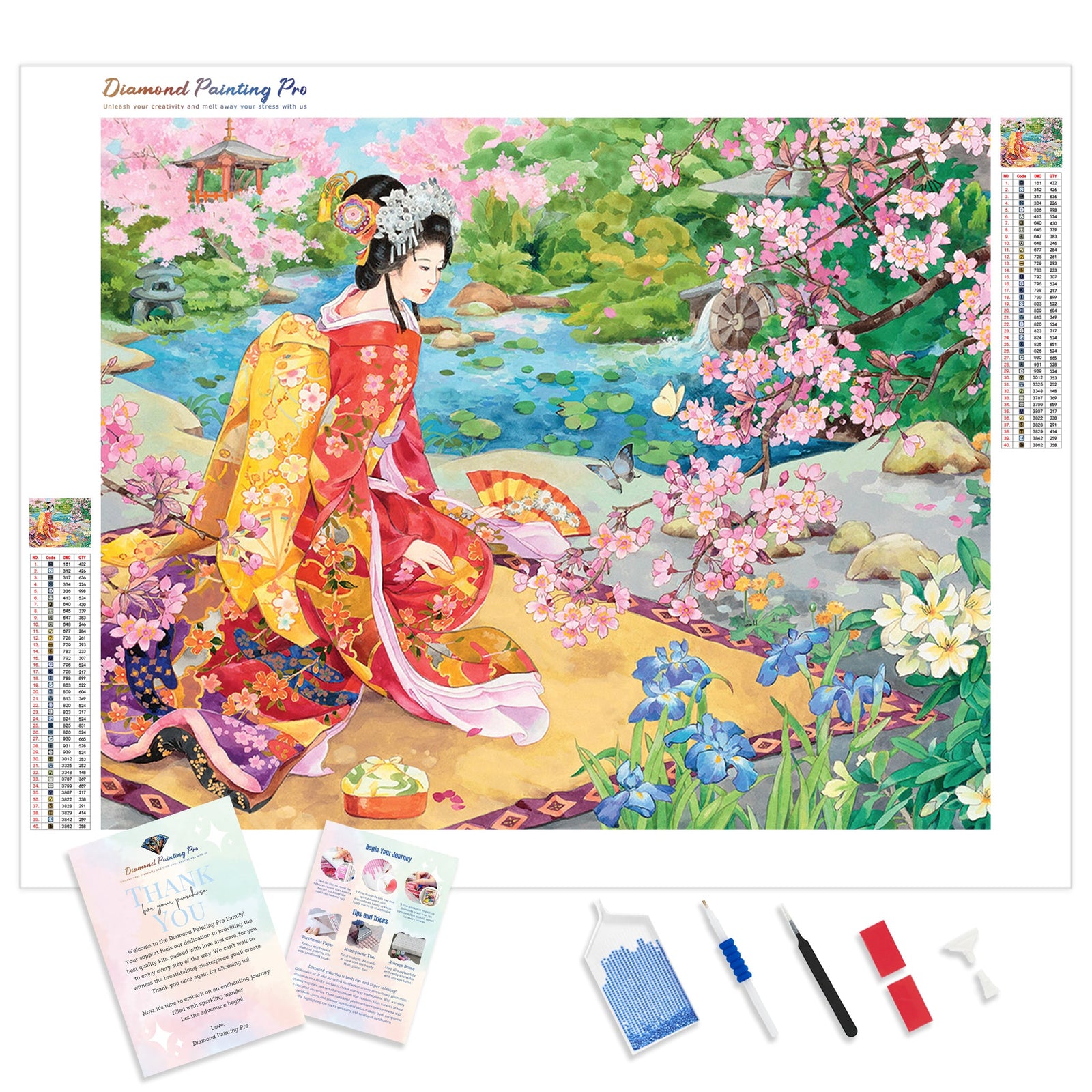 Japanese Geisha | Diamond Painting Kit - Full Drill - Square or Round Diamonds with AB Drills Option