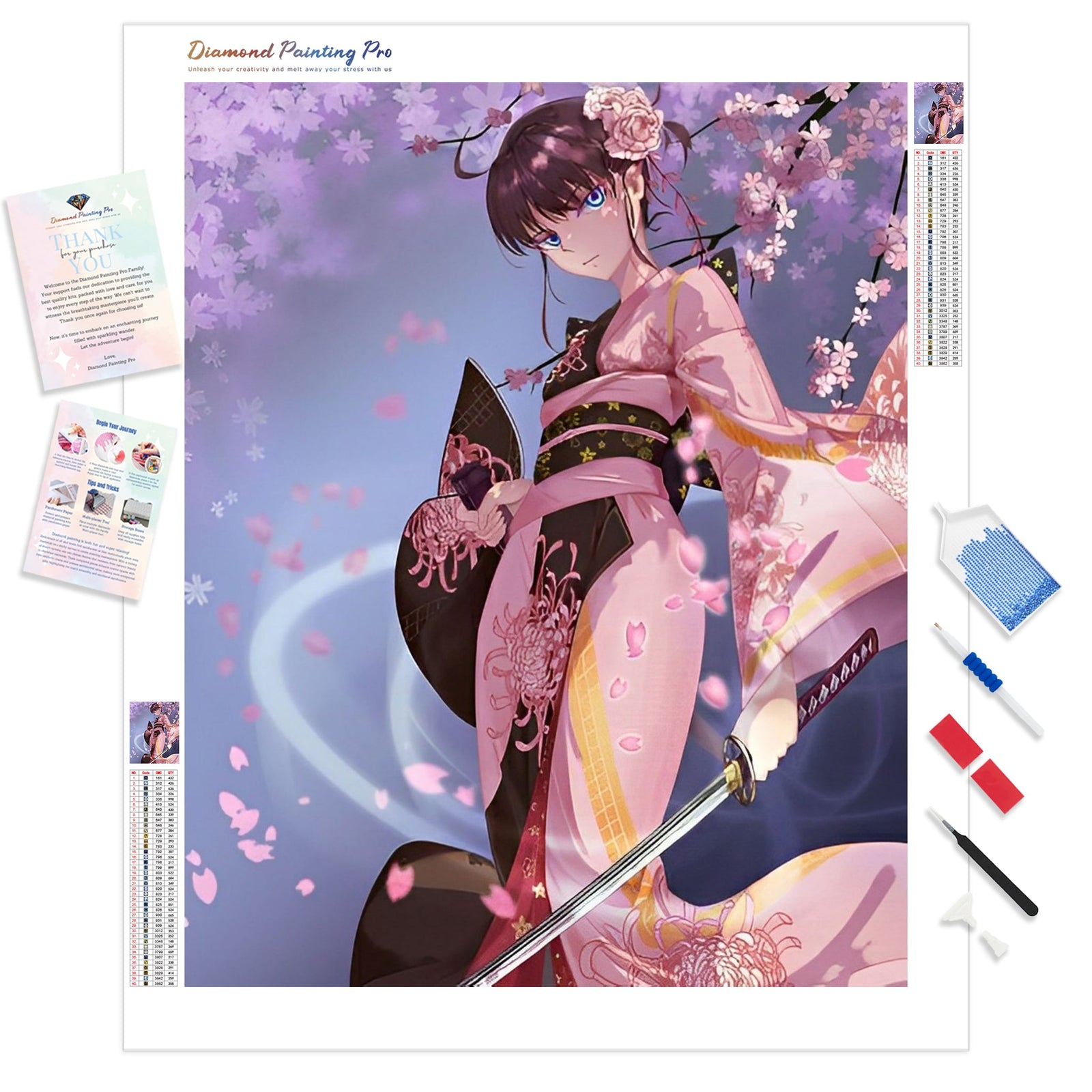 Ryougi Shiki Kimono | Diamond Painting Kit - Full Drill - Square or Round Diamonds with AB Drills Option