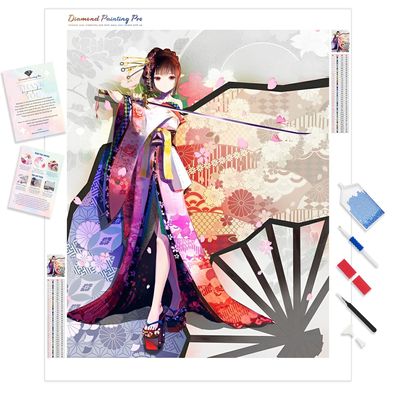 Yukata Anime | Diamond Painting Kit - Full Drill - Square or Round Diamonds with AB Drills Option