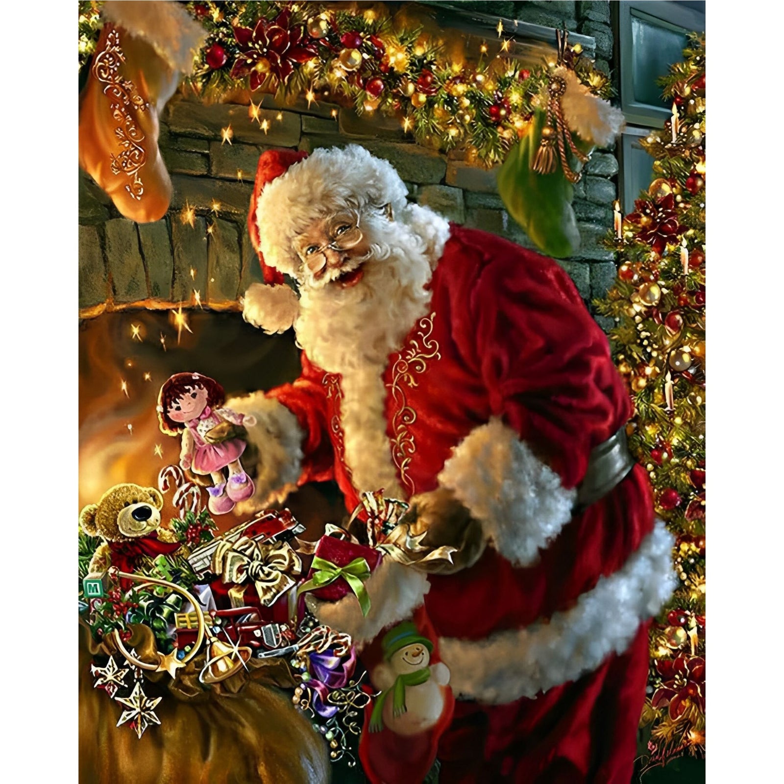 Christmas Santa with Gifts | Diamond Painting Design - Full Drill Diamond Art with 5d Square or Round Diamonds - AB Drills Available