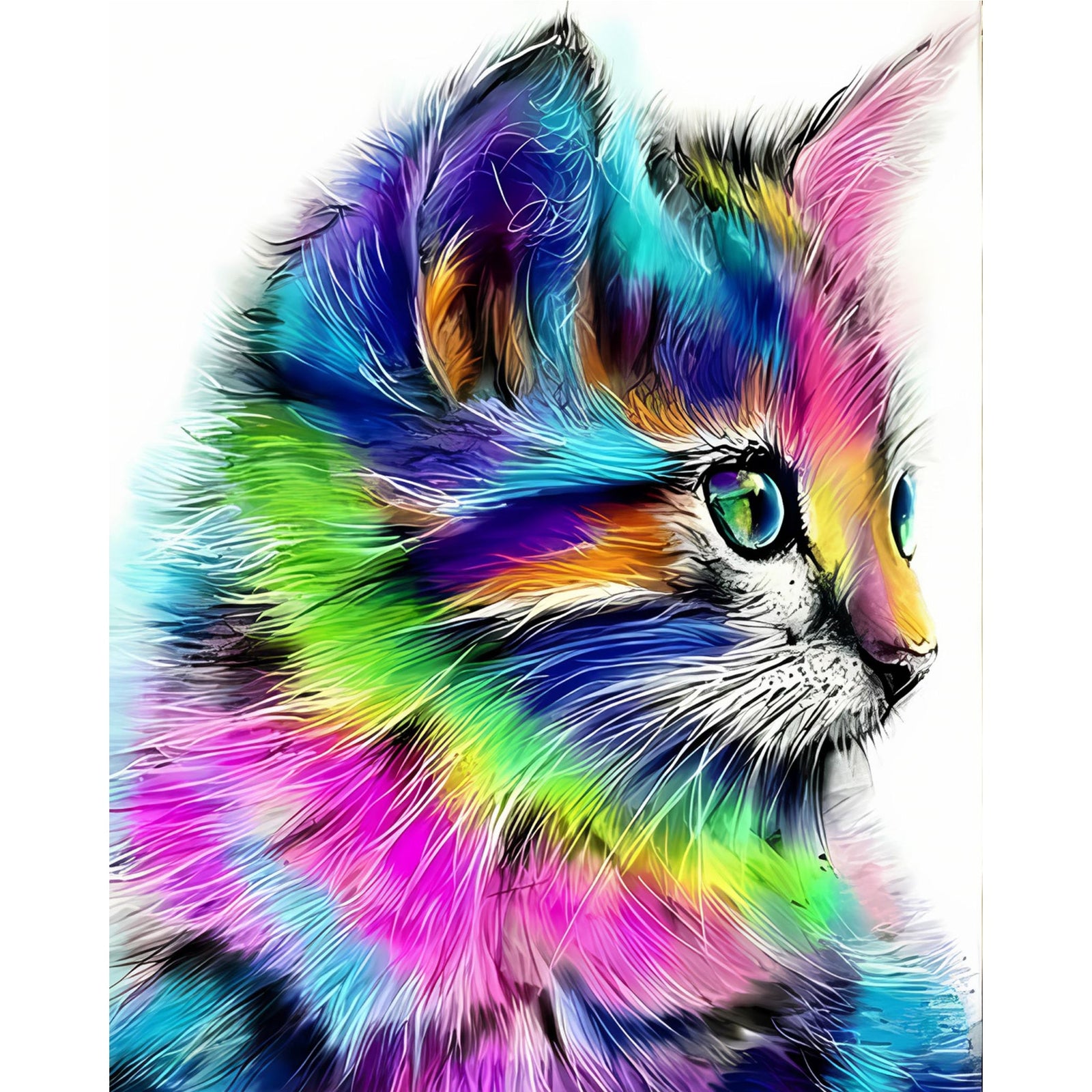 Kaleidoscope Kitty | Diamond Painting Design - Full Drill Diamond Art with 5d Square or Round Diamonds - AB Drills Available