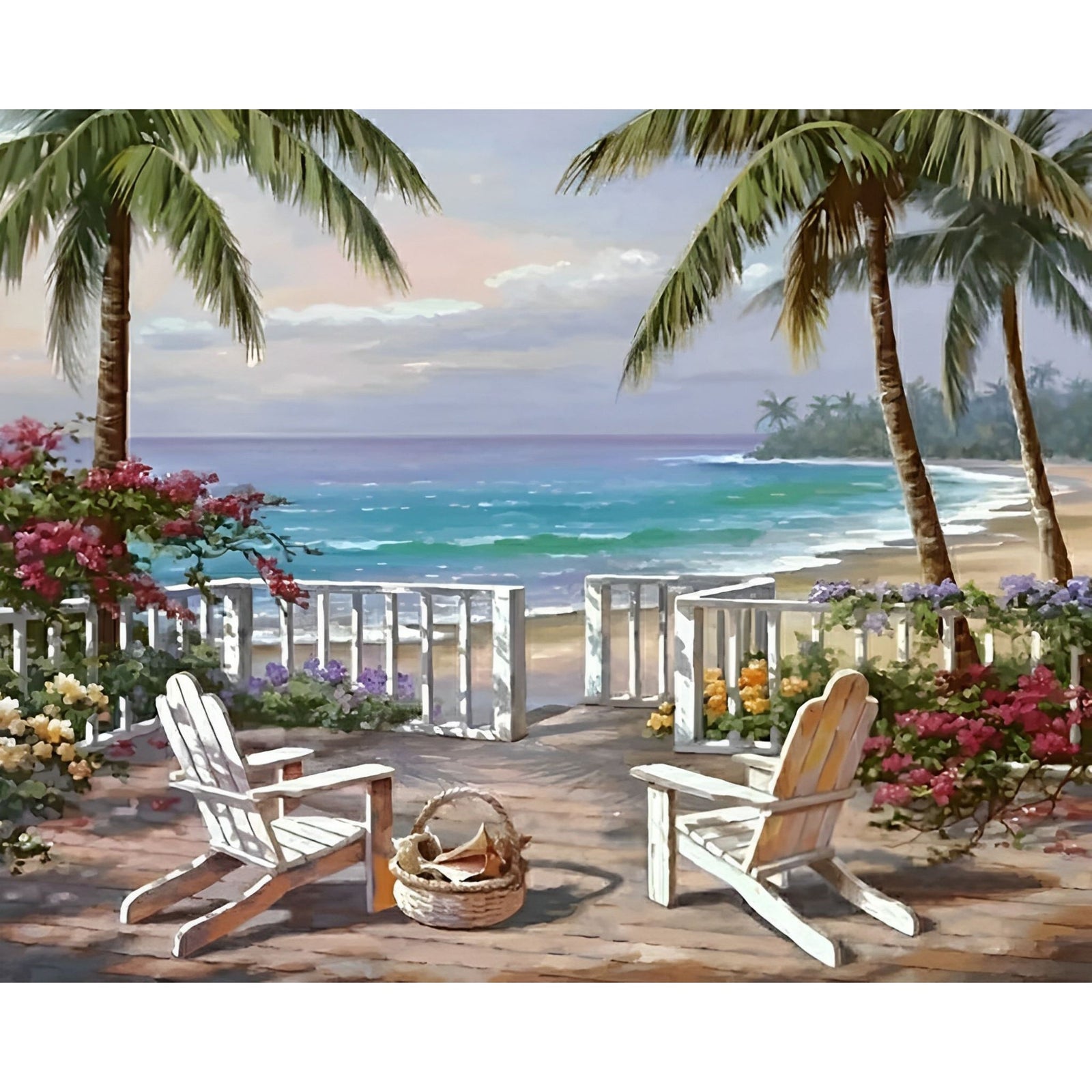 Beach Chair with Coastal View | Diamond Painting Design - Full Drill Diamond Art with 5d Square or Round Diamonds - AB Drills Available