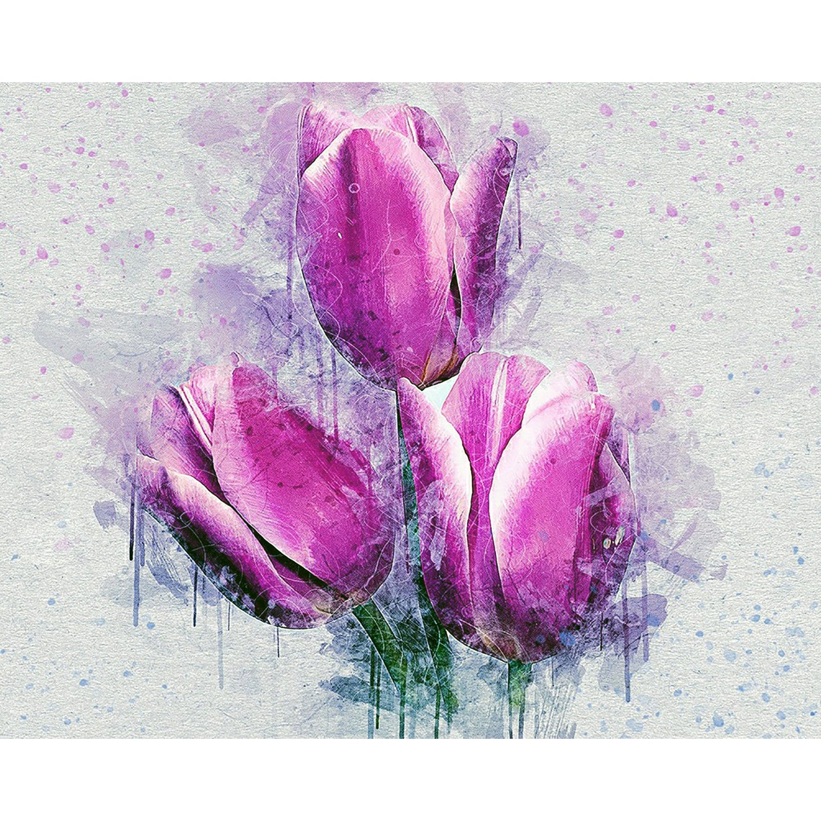 Purple Watercolor Flowers | Diamond Painting Design - Full Drill Diamond Art with 5d Square or Round Diamonds - AB Drills Available