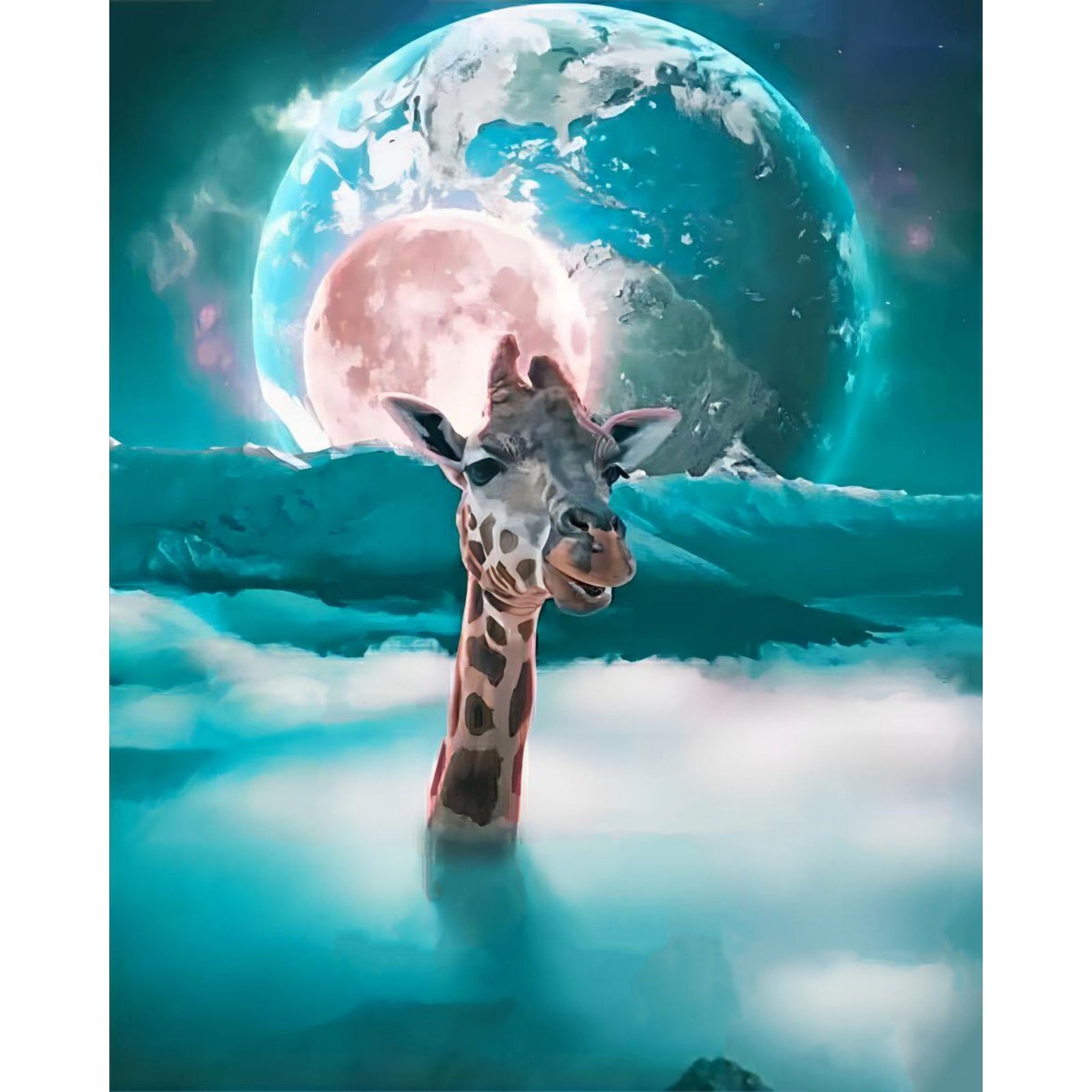 Moon Giraffe | Diamond Painting Design - Full Drill Diamond Art with 5d Square or Round Diamonds - AB Drills Available