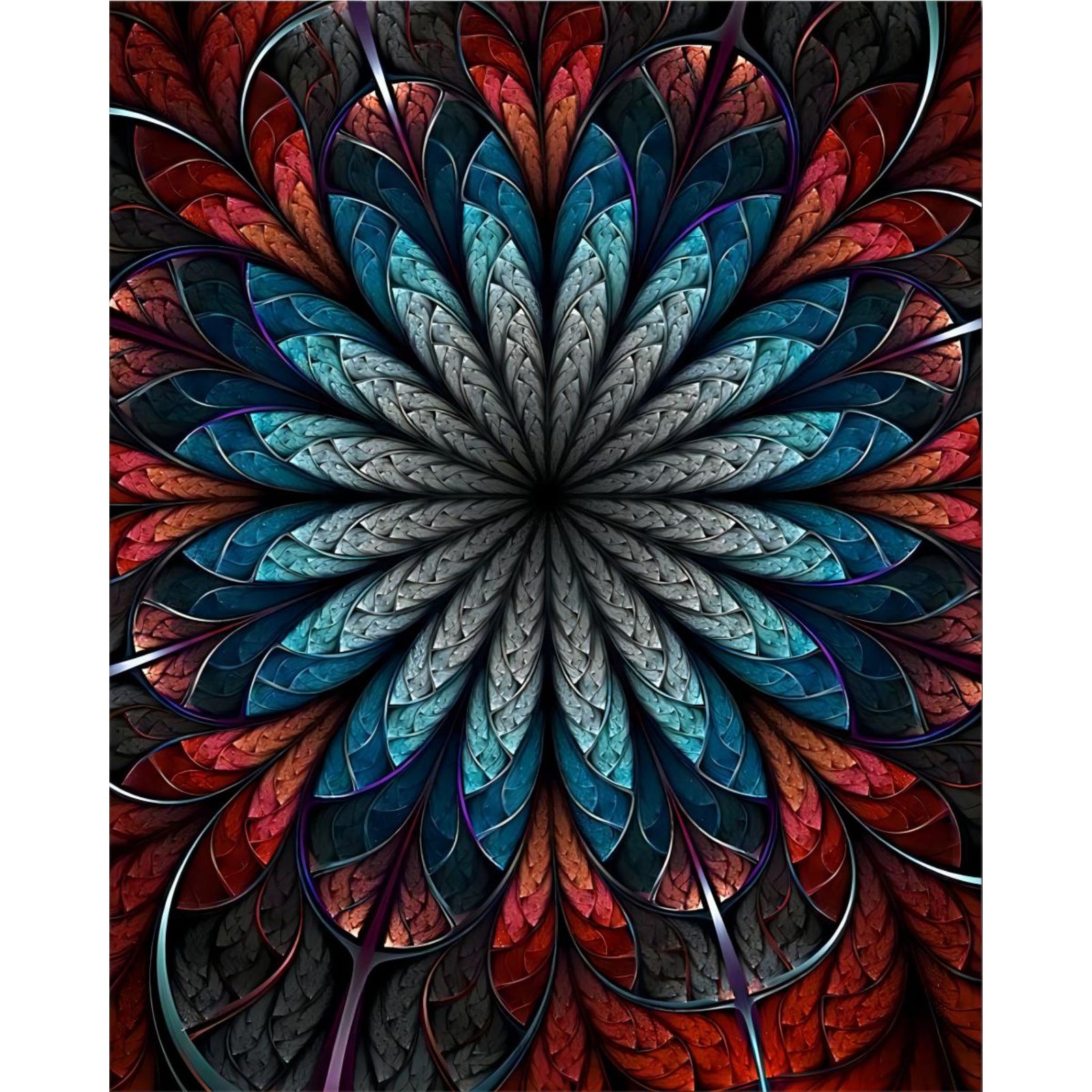 Red Shade Fractal Flower | Diamond Painting Design - Full Drill Diamond Art with 5d Square or Round Diamonds - AB Drills Available