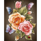 Butterfly on Rose | Diamond Painting Design - Full Drill Diamond Art with 5d Square or Round Diamonds - AB Drills Available