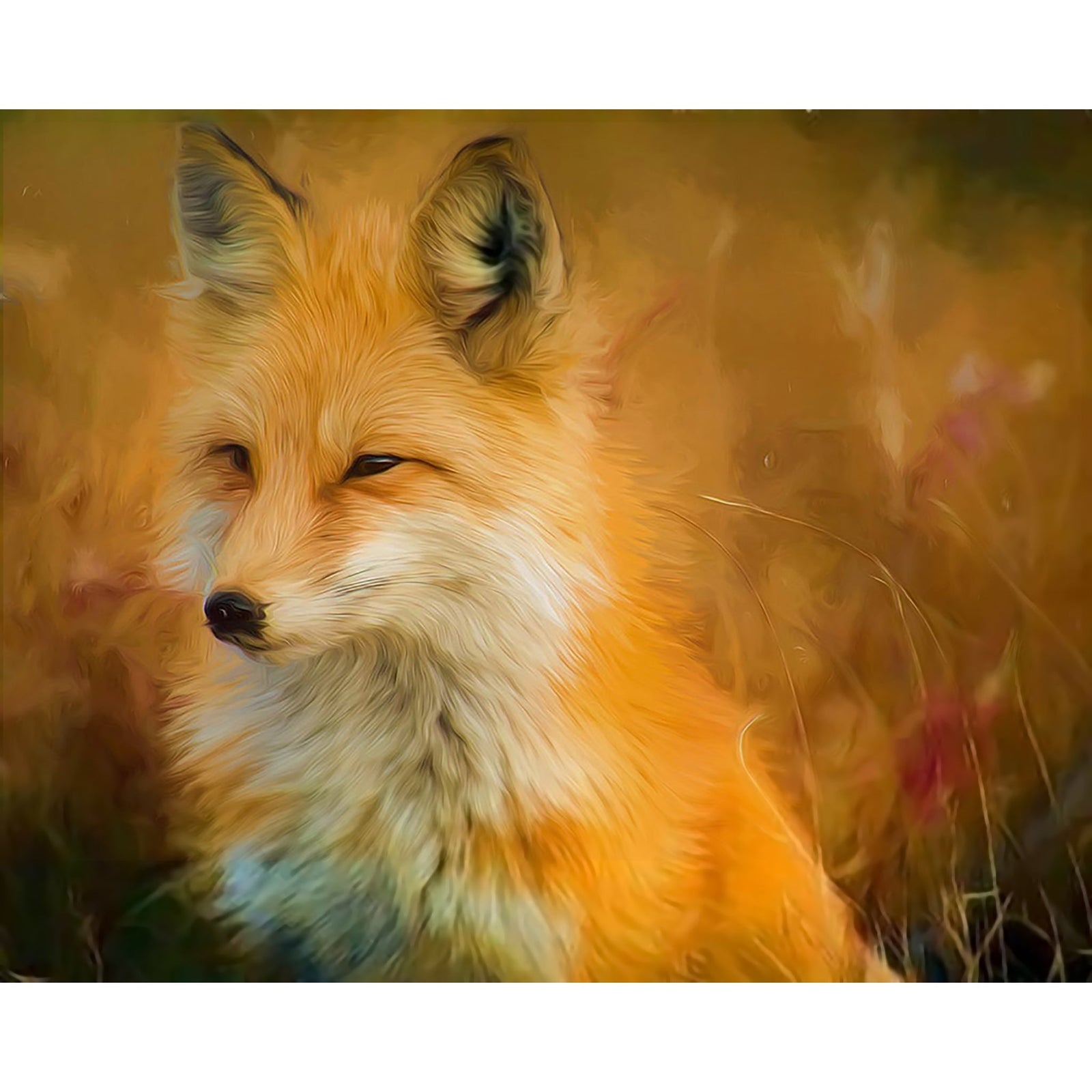 Pensive Fox | Diamond Painting Design - Full Drill Diamond Art with 5d Square or Round Diamonds - AB Drills Available