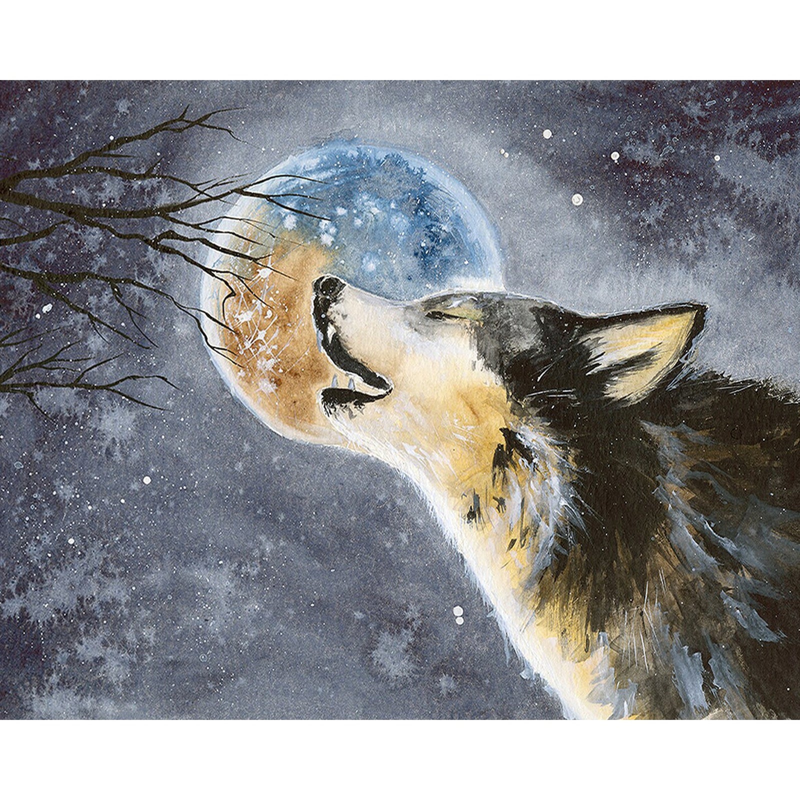 Howling Wolf | Diamond Painting Design - Full Drill Diamond Art with 5d Square or Round Diamonds - AB Drills Available