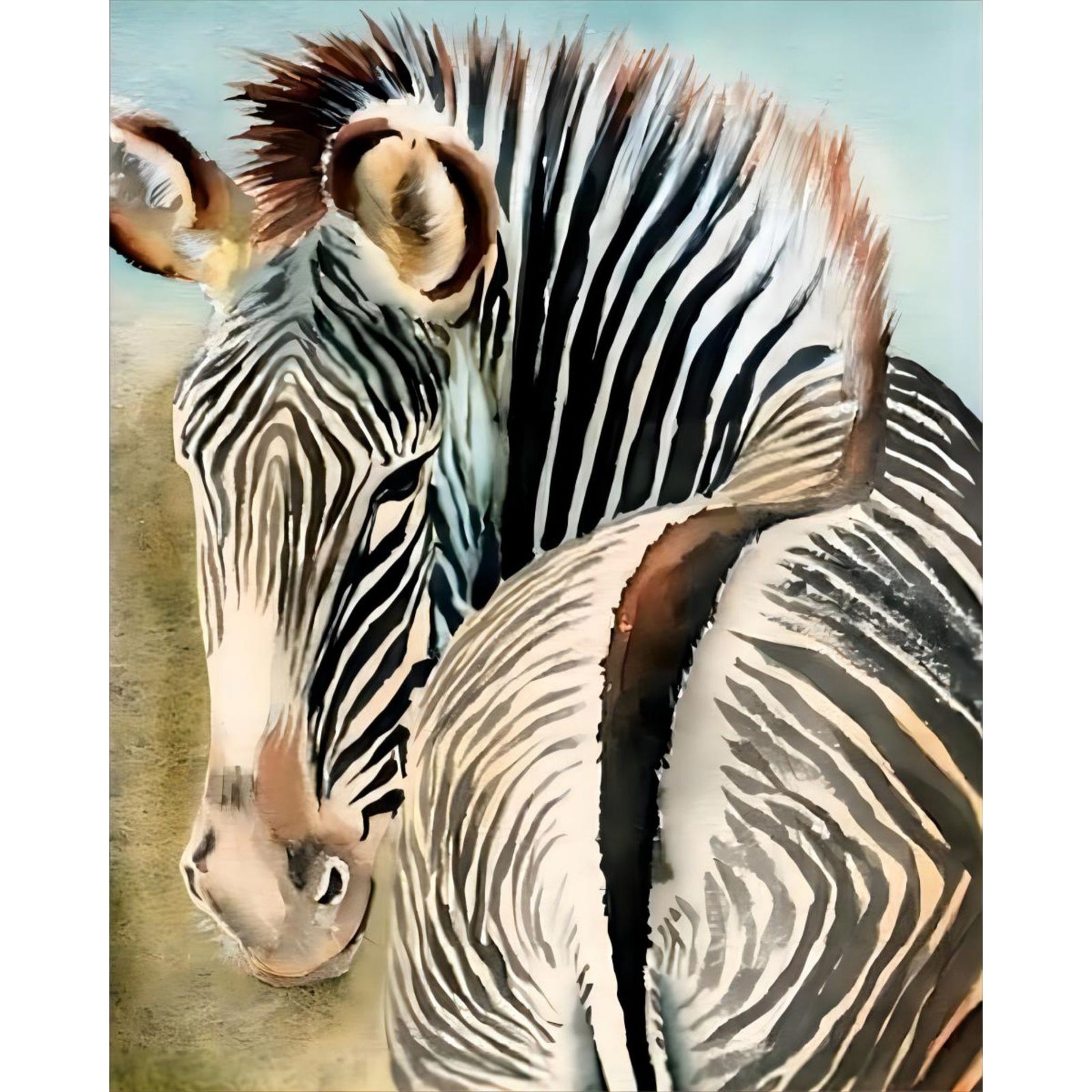 Zebra Looking Back | Diamond Painting Design - Full Drill Diamond Art with 5d Square or Round Diamonds - AB Drills Available