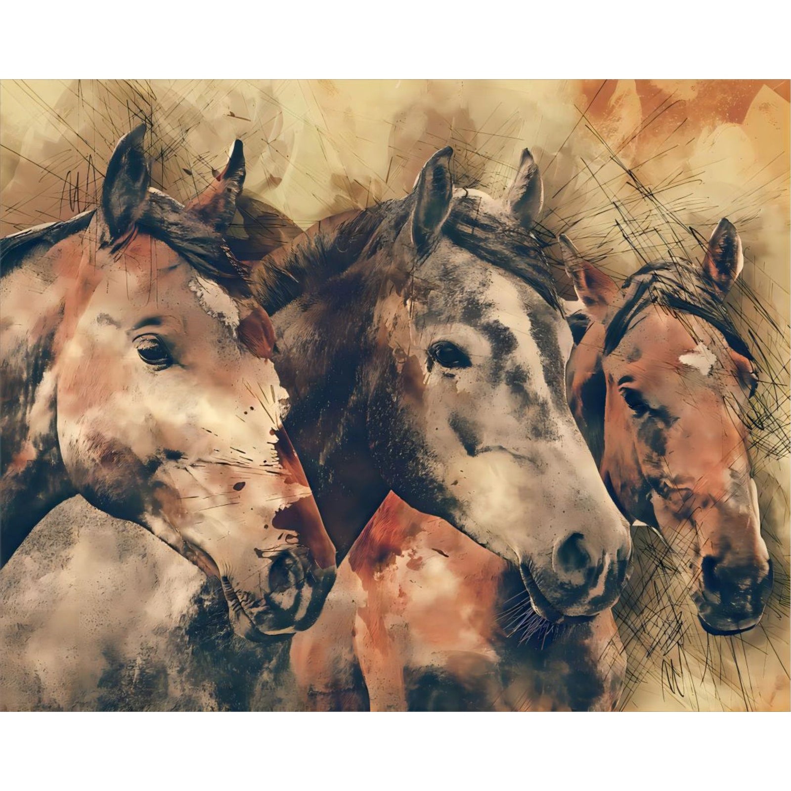 Horses | Diamond Painting Design - Full Drill Diamond Art with 5d Square or Round Diamonds - AB Drills Available